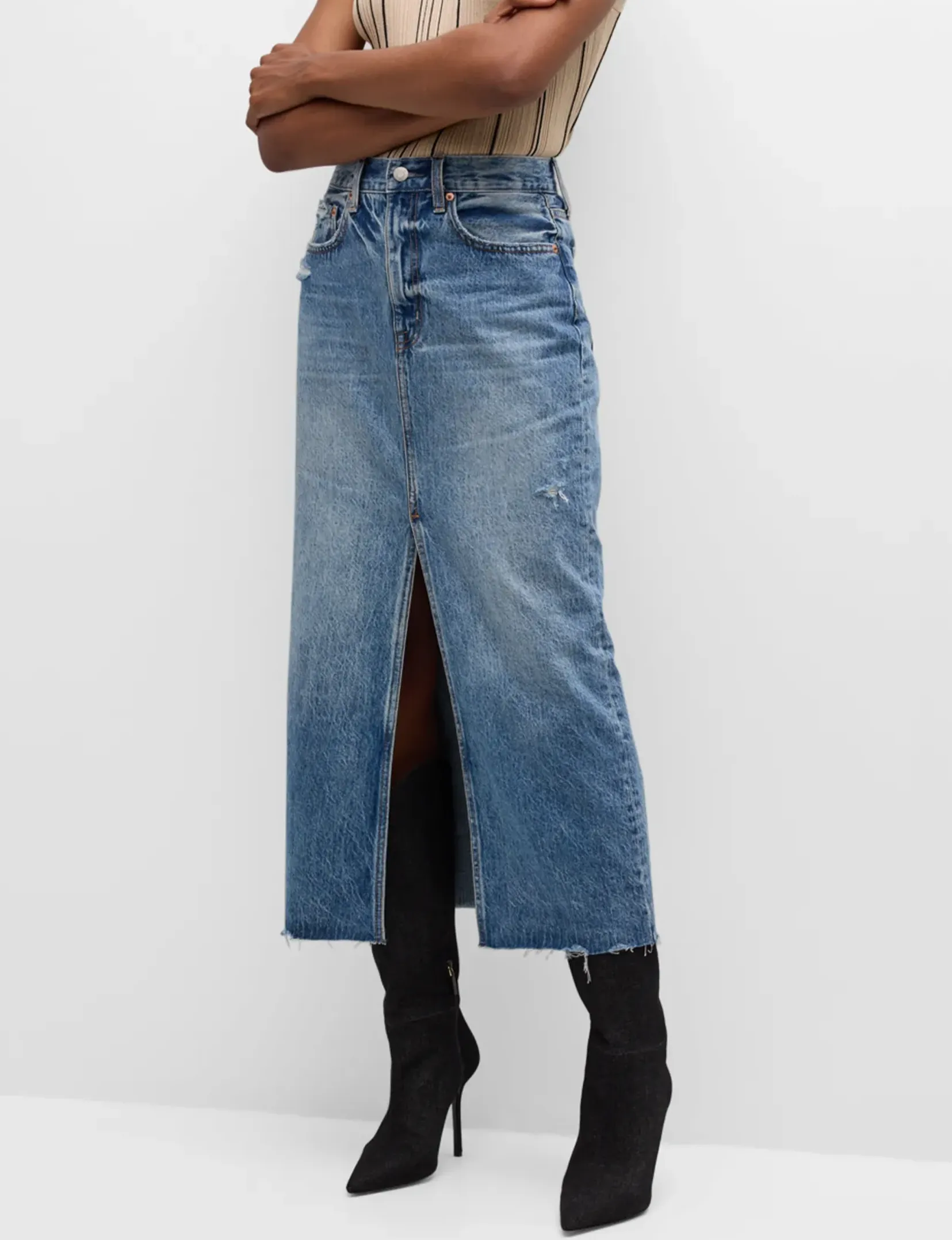 Alice Denim Midi Skirt, Portrait Vintage