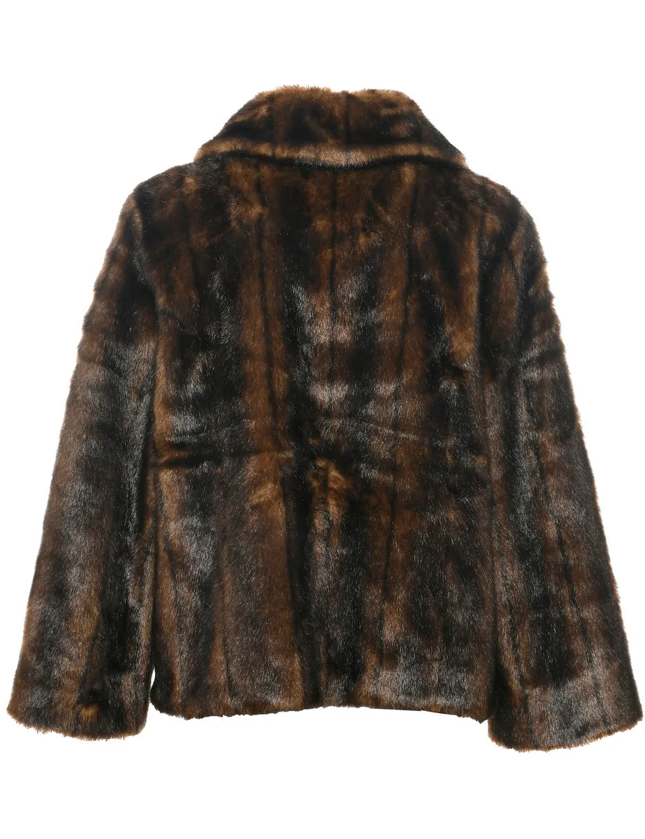 Animal Print Faux Fur Coat - M