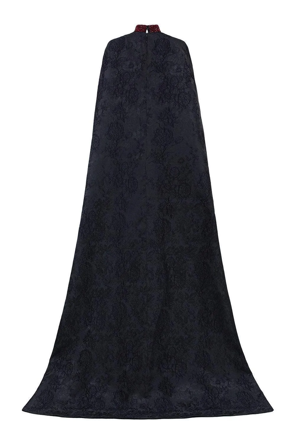 Antonella Sheath Cape Sleeved Silk Floor Length Dress