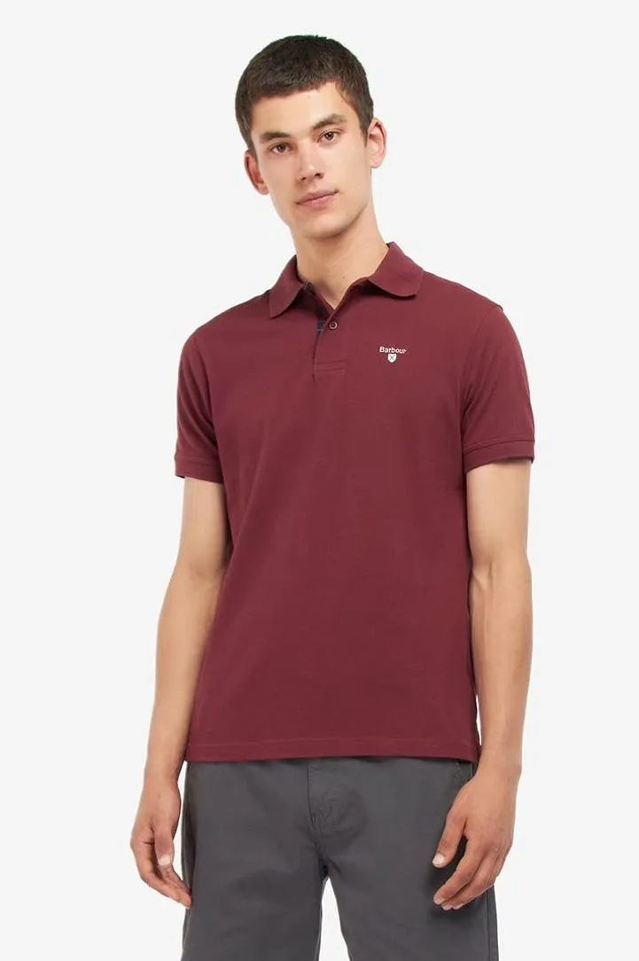 Barbour Polo Shirt Tartan Pique Polo in Dark Bordeaux MML0012RE86