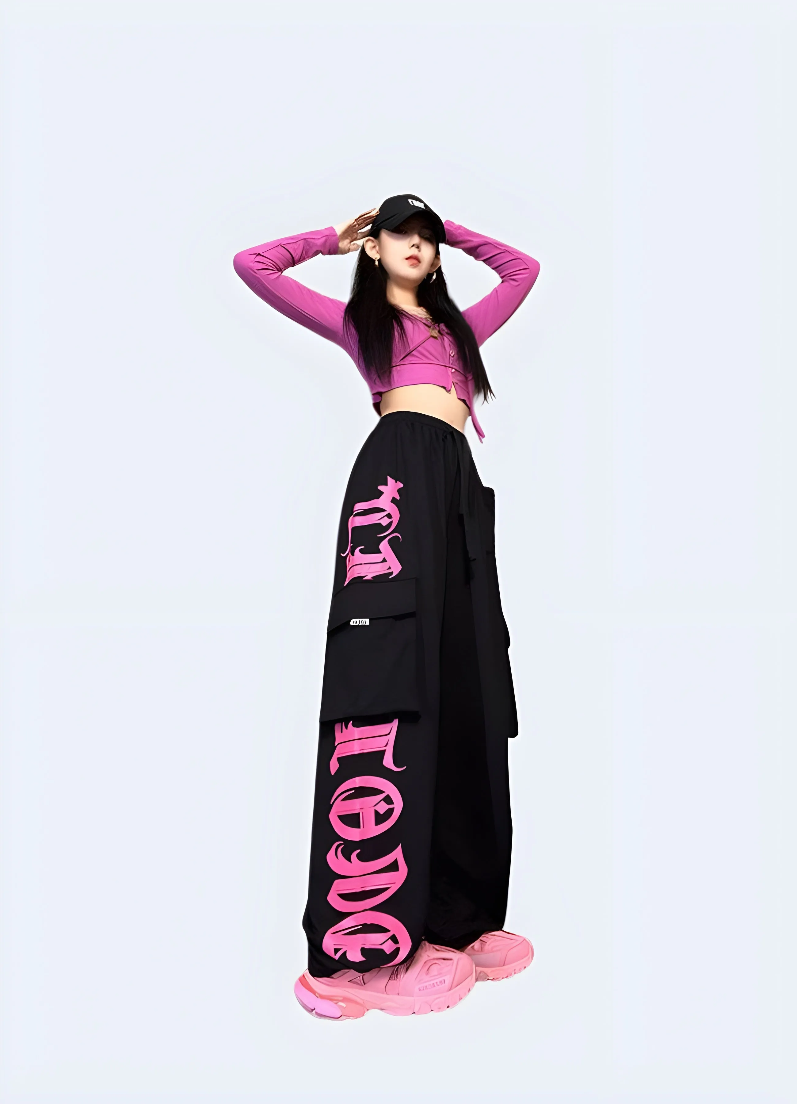 Black And Pink Cargo Pants