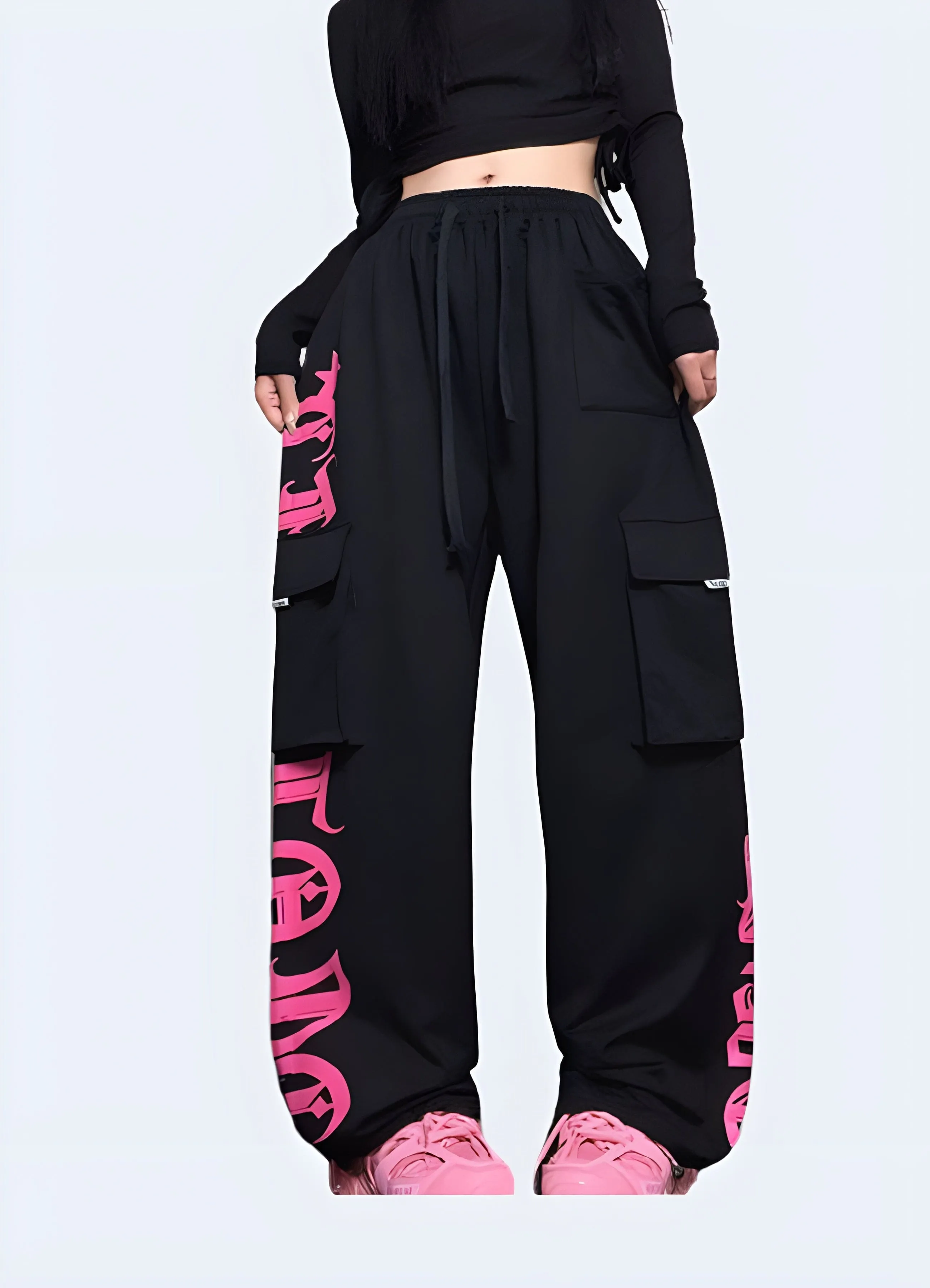 Black And Pink Cargo Pants