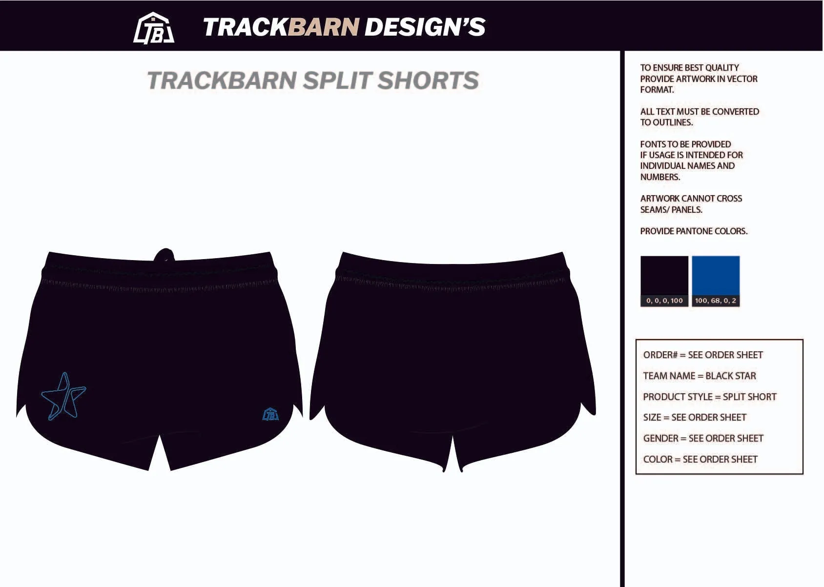 Black-Star- Mens Split Track Short