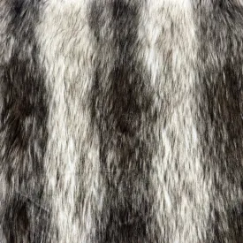 Black | White Striped Wolf Faux Fur Fabric