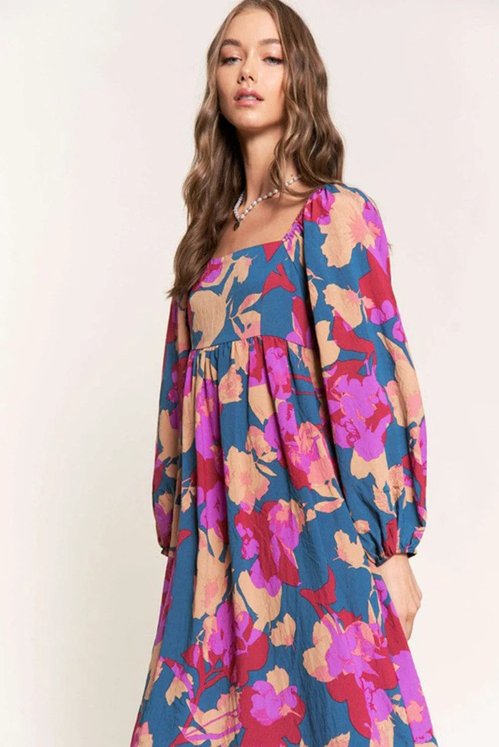 Blouson Sleeve Midi Dress