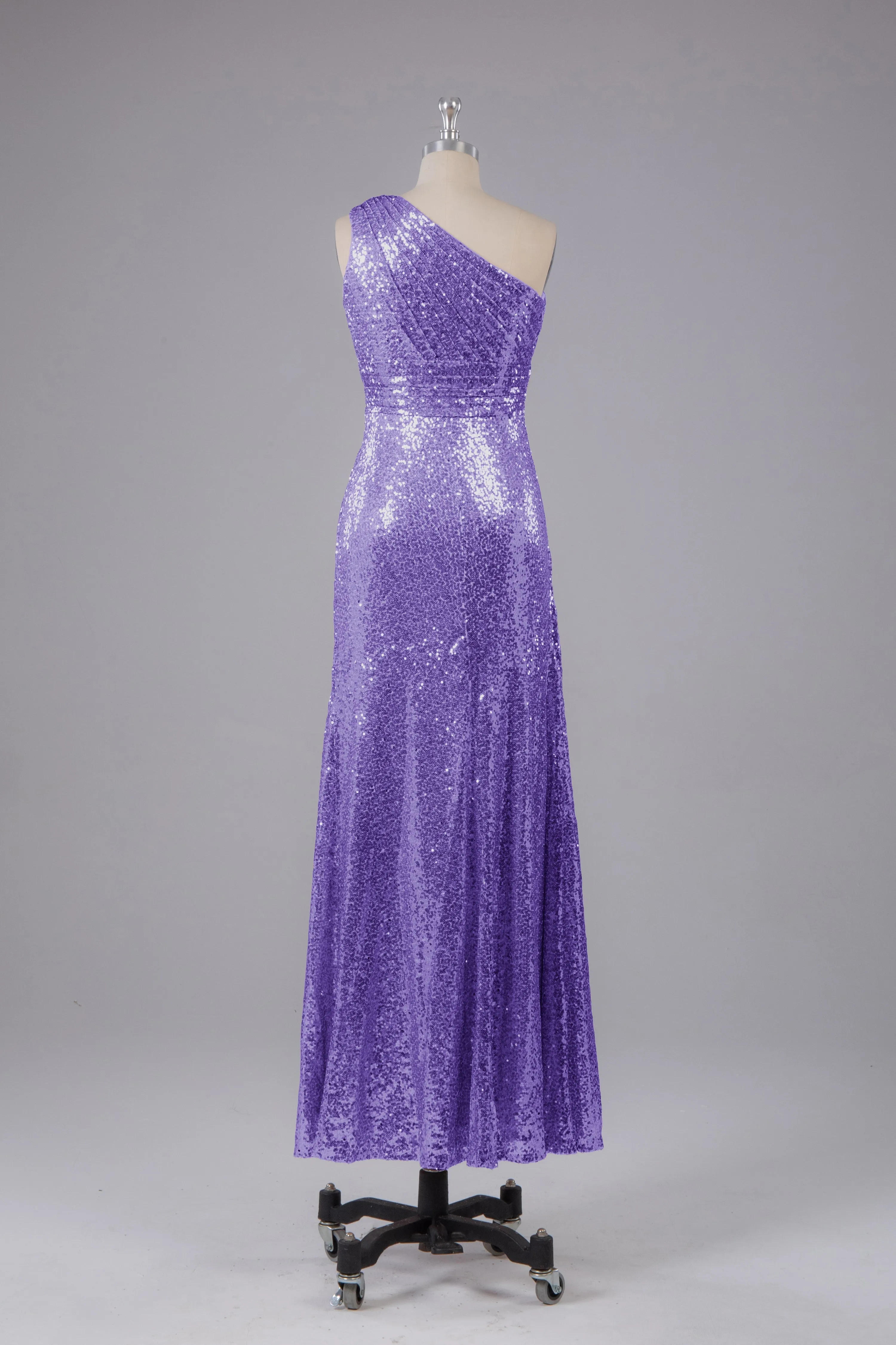 Charming One Shoulder Sequins Floor Length Bridesmaid Dress