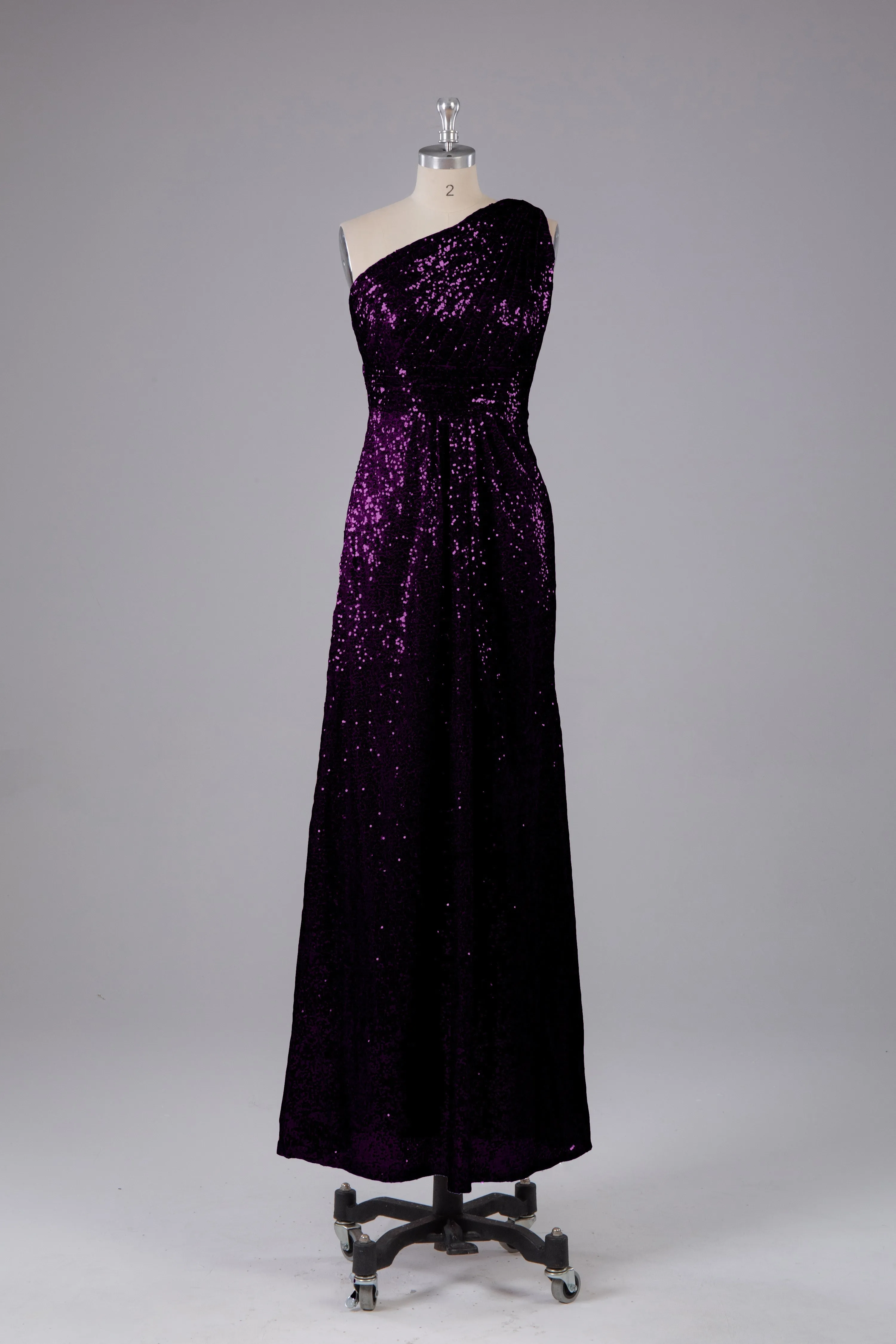 Charming One Shoulder Sequins Floor Length Bridesmaid Dress