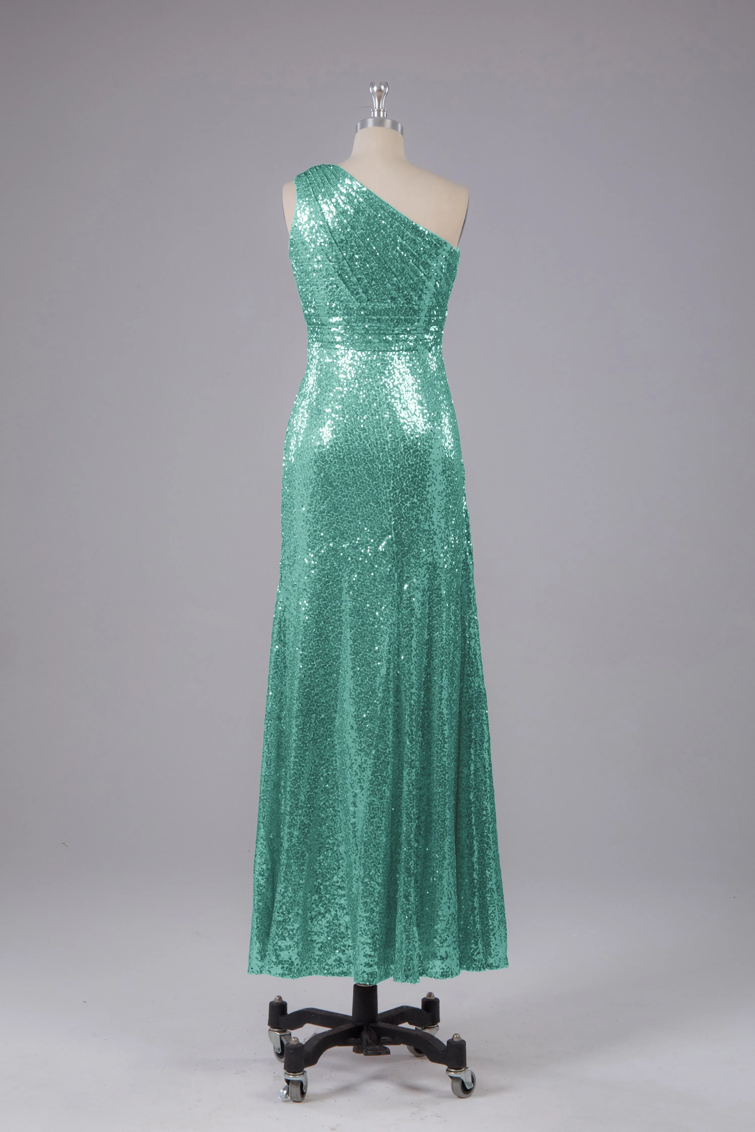 Charming One Shoulder Sequins Floor Length Bridesmaid Dress