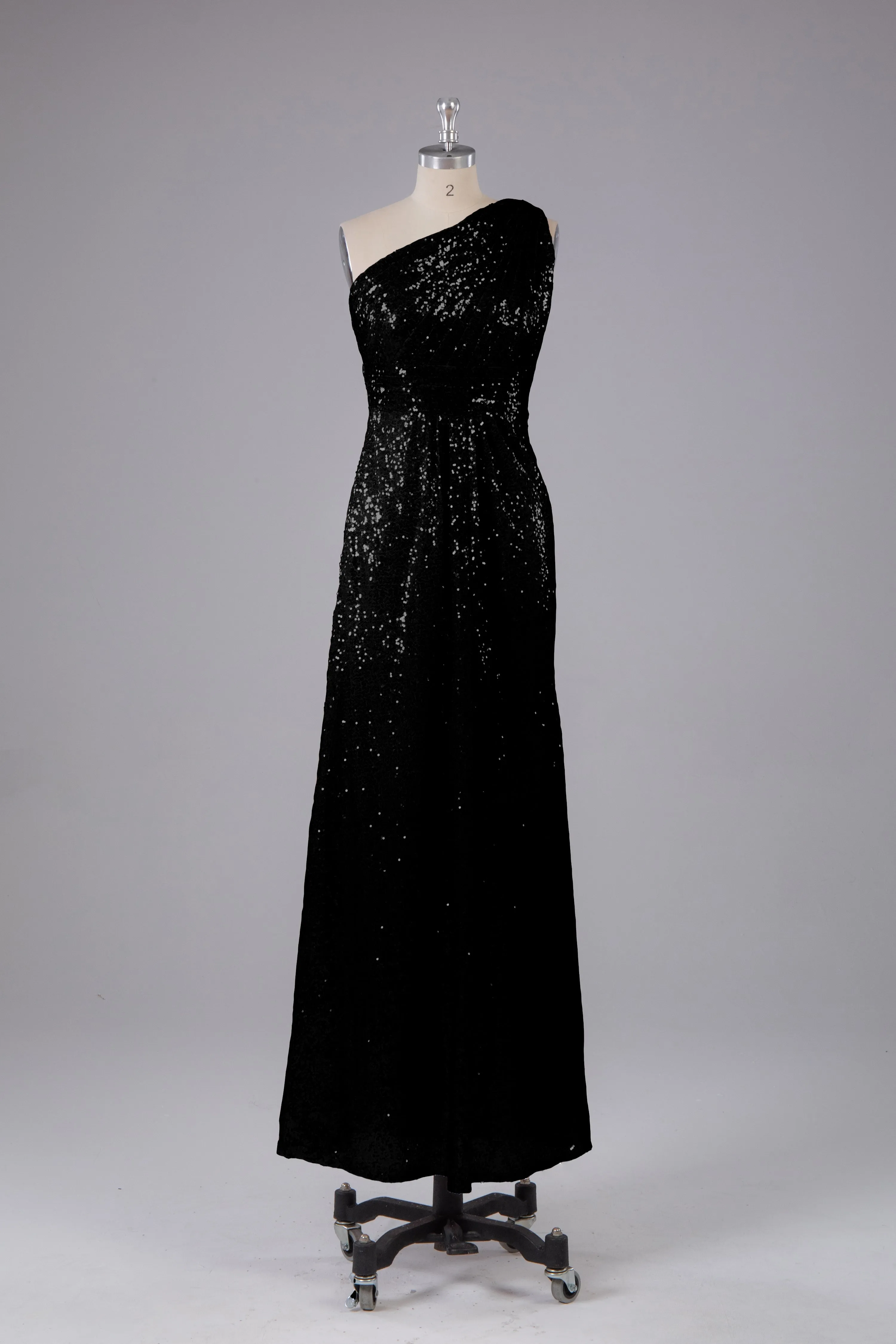 Charming One Shoulder Sequins Floor Length Bridesmaid Dress