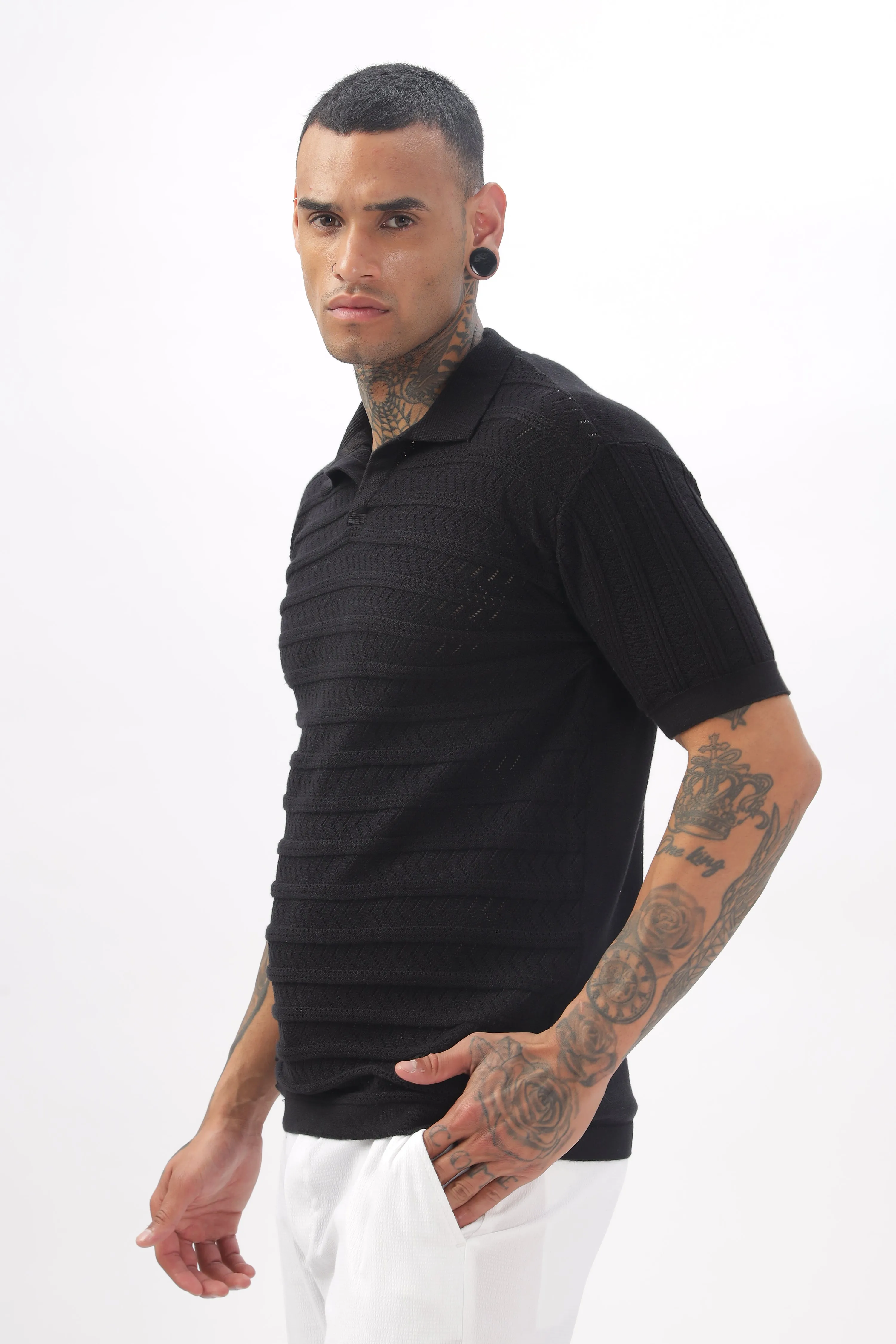 Chevron Classic Black Polo T-shirt