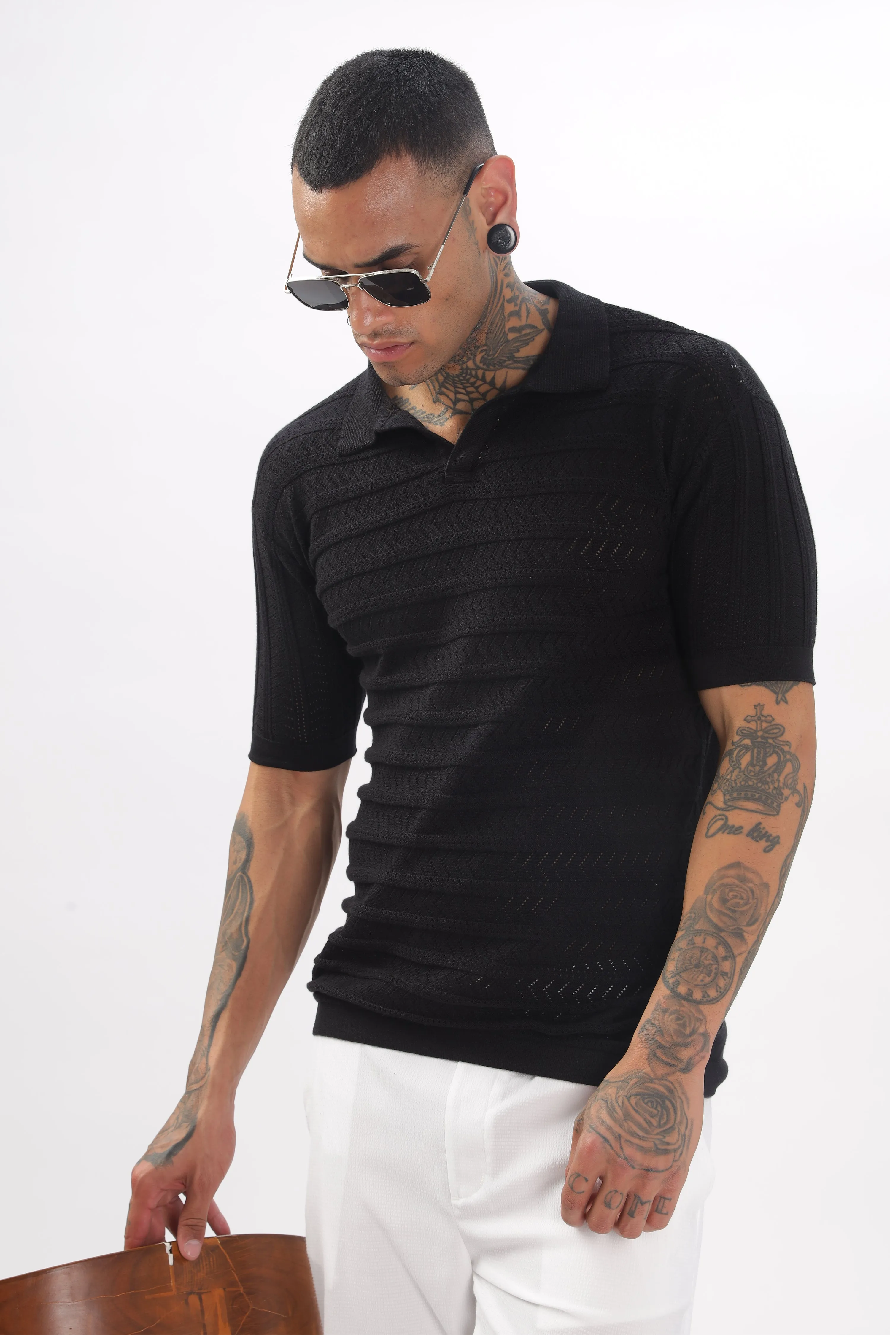 Chevron Classic Black Polo T-shirt