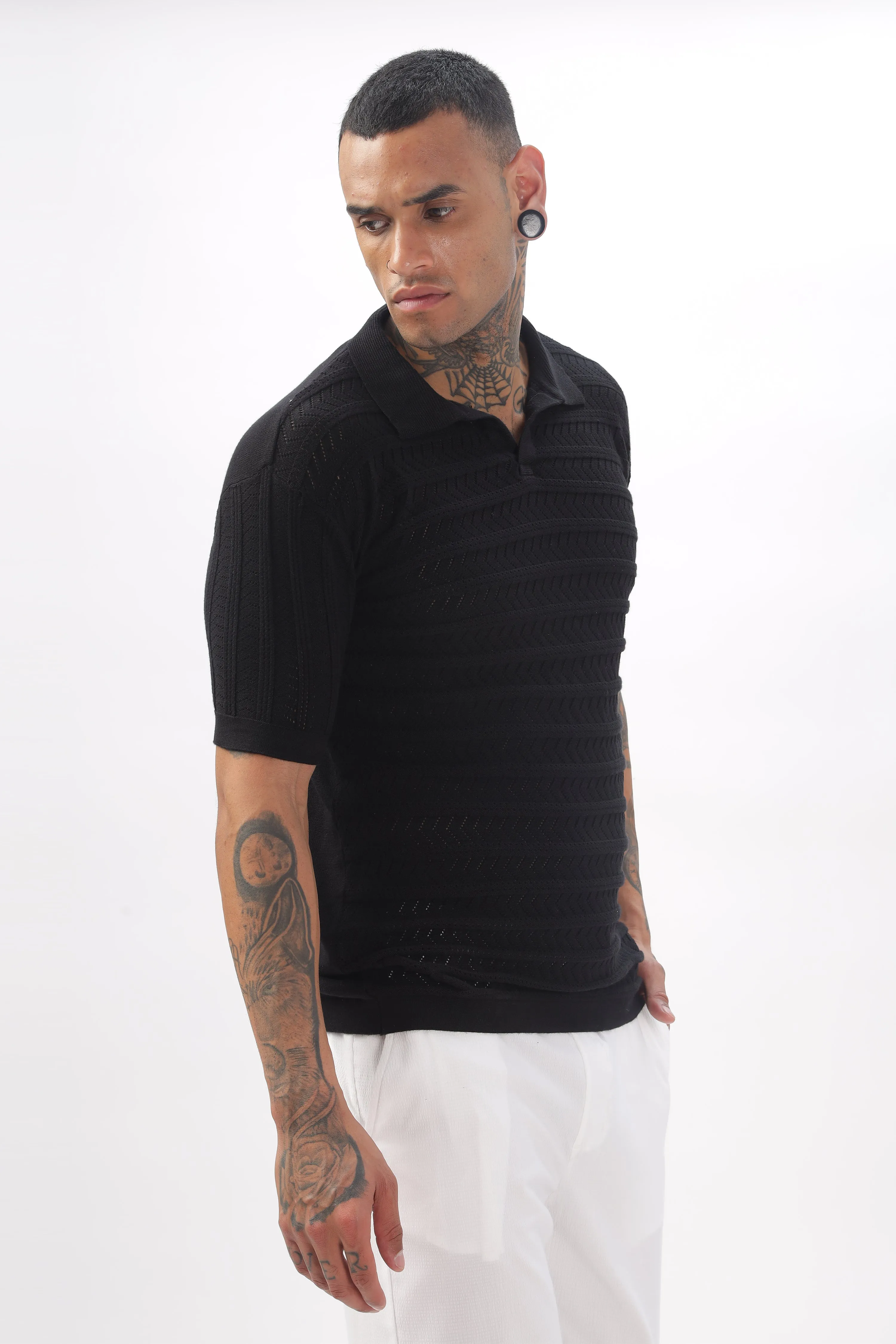 Chevron Classic Black Polo T-shirt