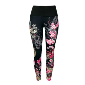 Chinese dragon flower printed Stretchy Pants DE108