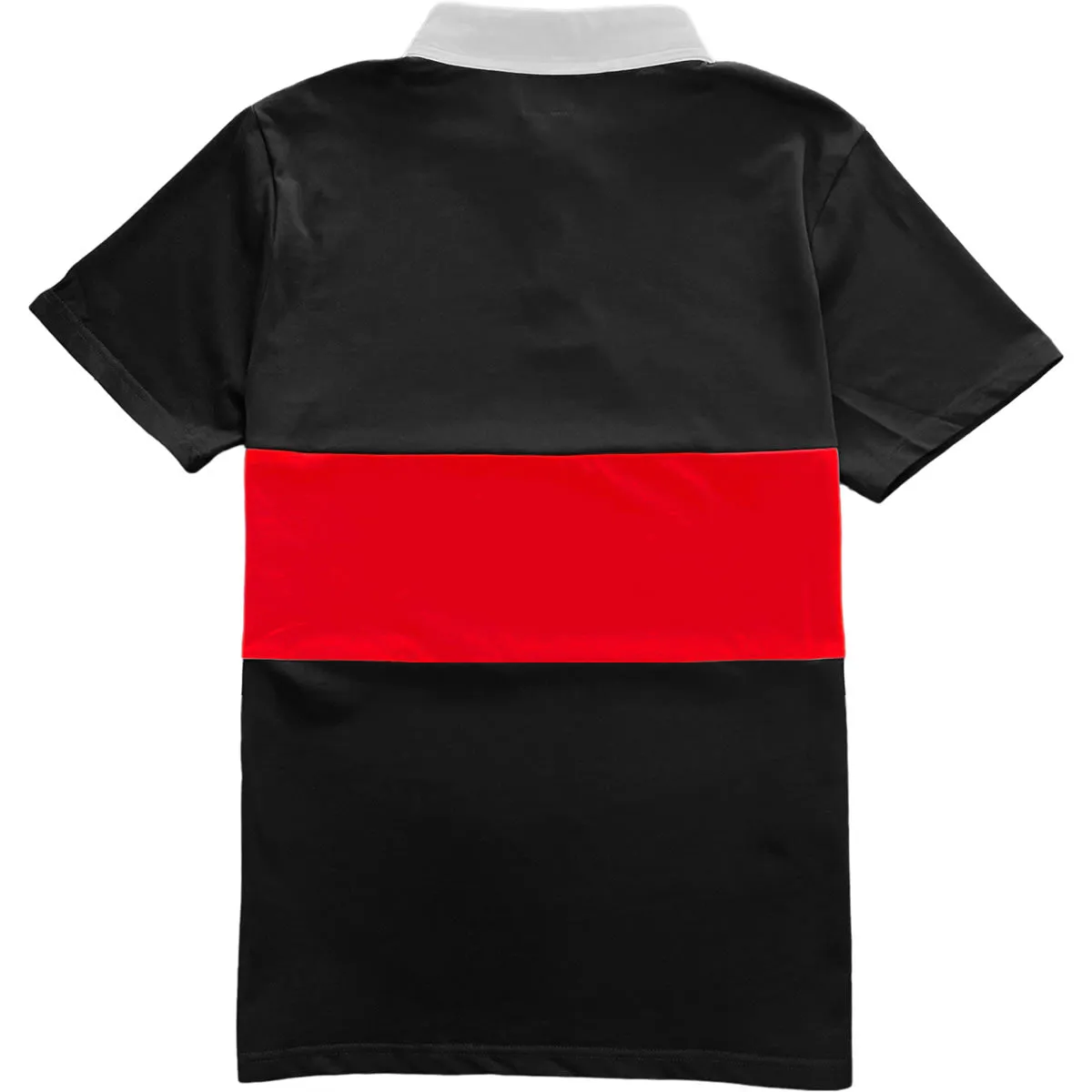 Classic Black and Red Striped Mens Short Sleeve Polo Rugby Shirt