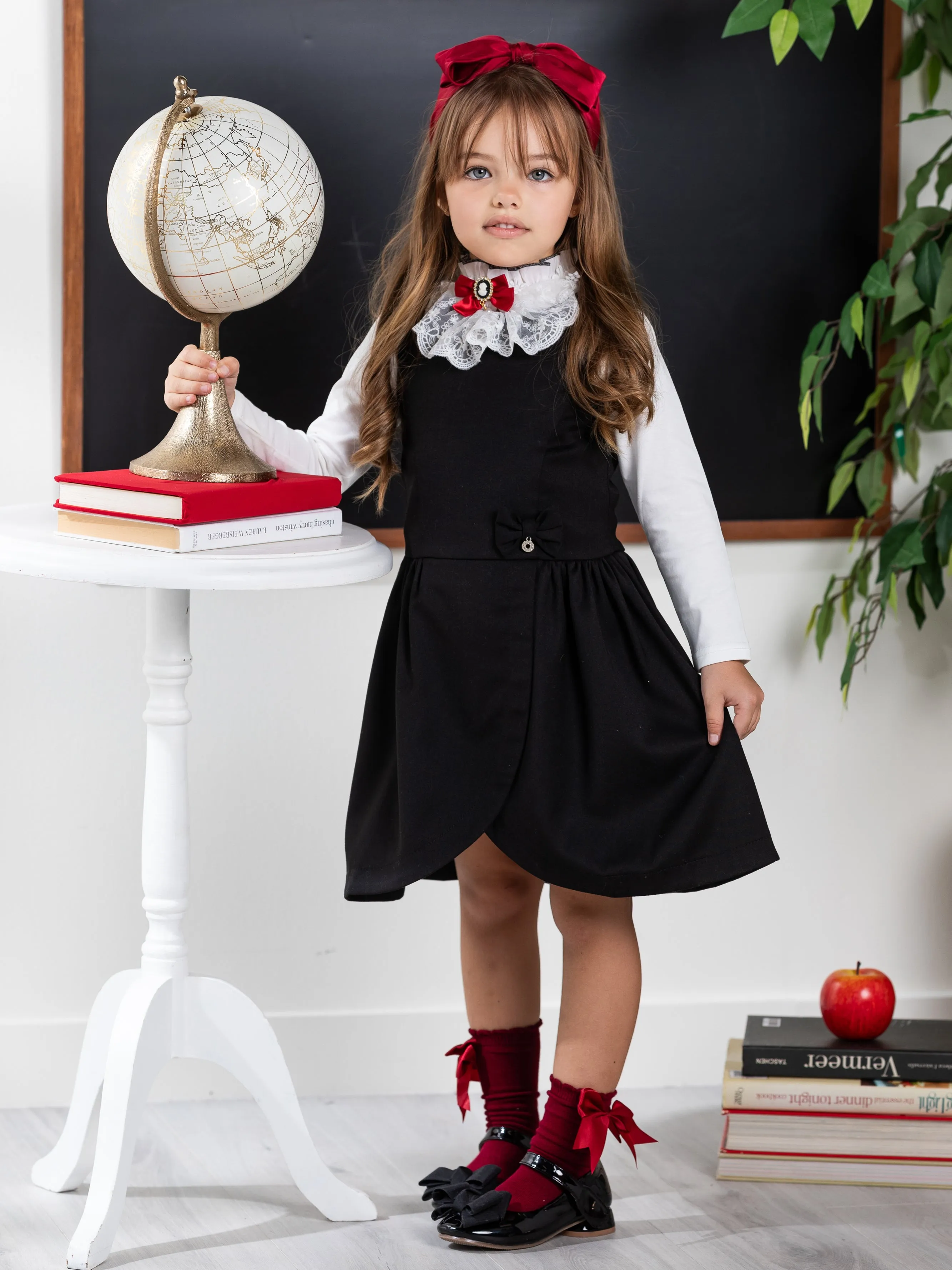 Classic Black Bow Accent A-Line Dress by Kids Couture