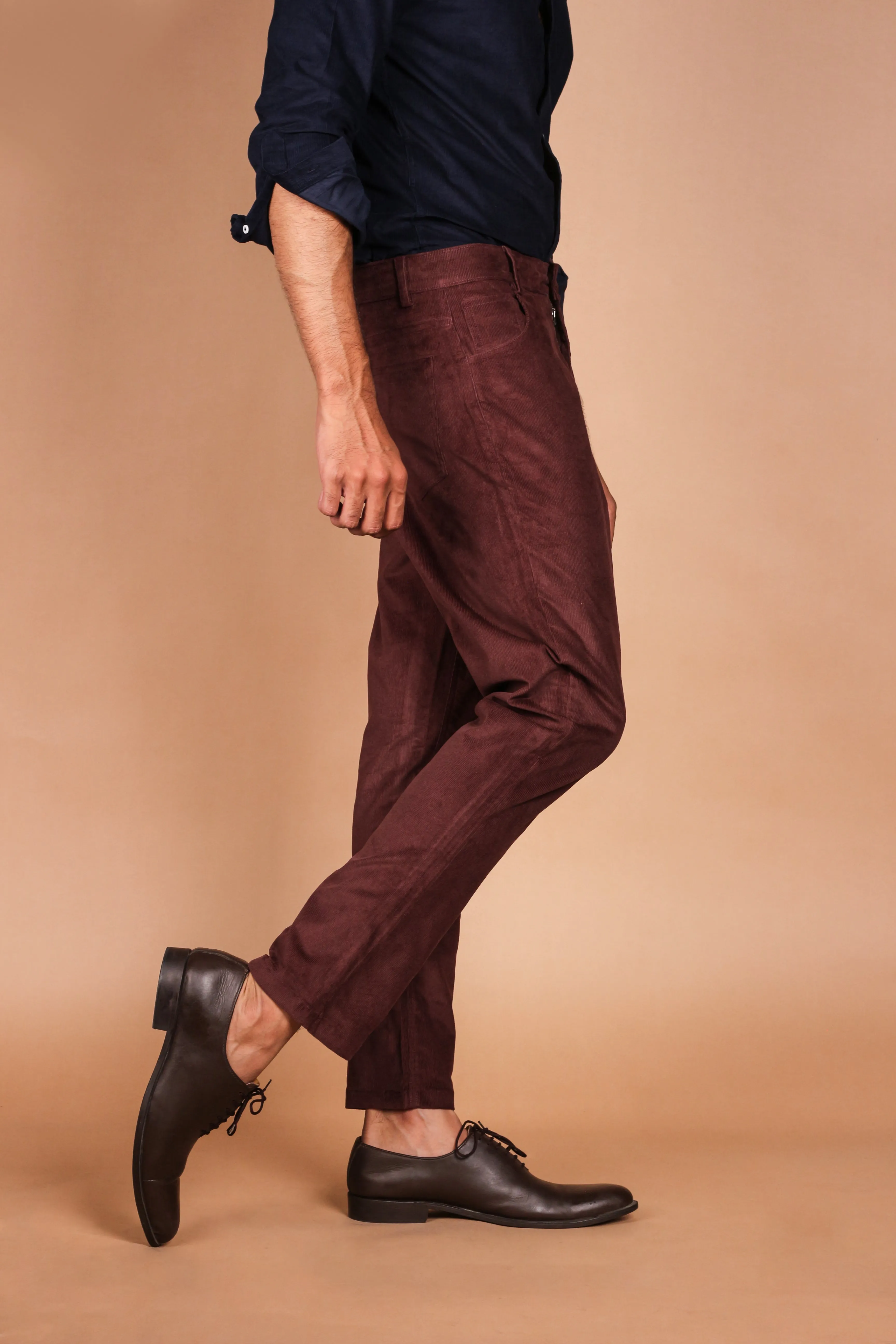 Coffee Brown Five Pocket Corduroy Trousers