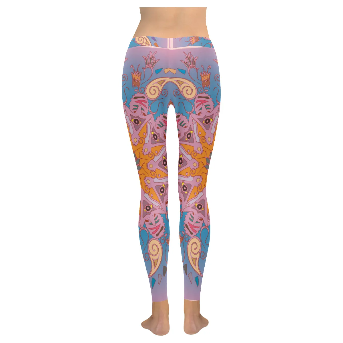 Colorful antistress mandala Women's Low Rise Leggings (Invisible Stitch)