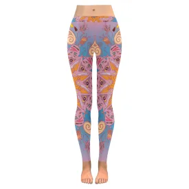 Colorful antistress mandala Women's Low Rise Leggings (Invisible Stitch)