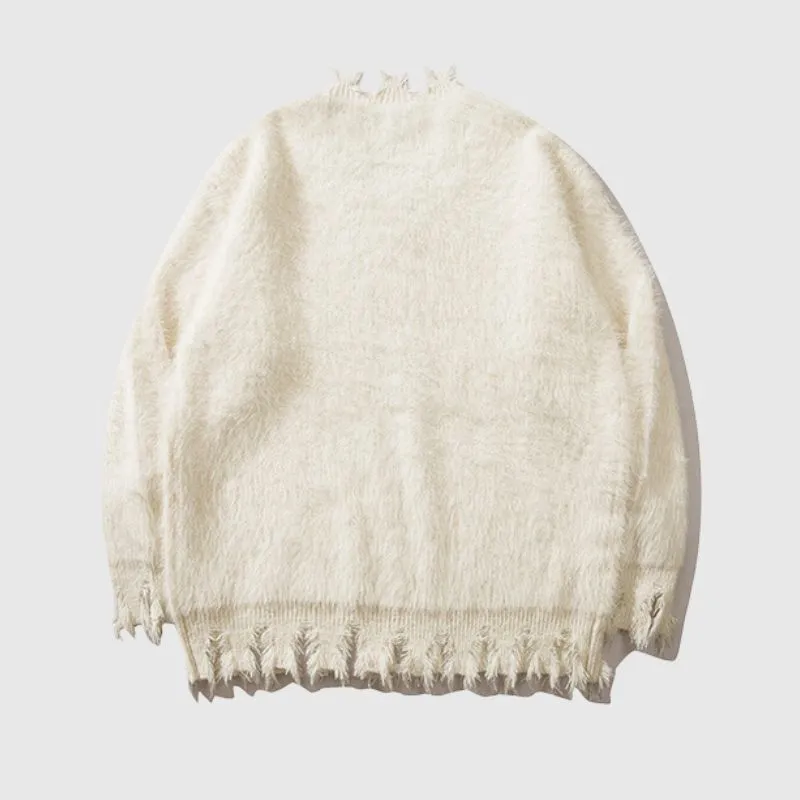 Cozy Distressed Mink Knit Pullover