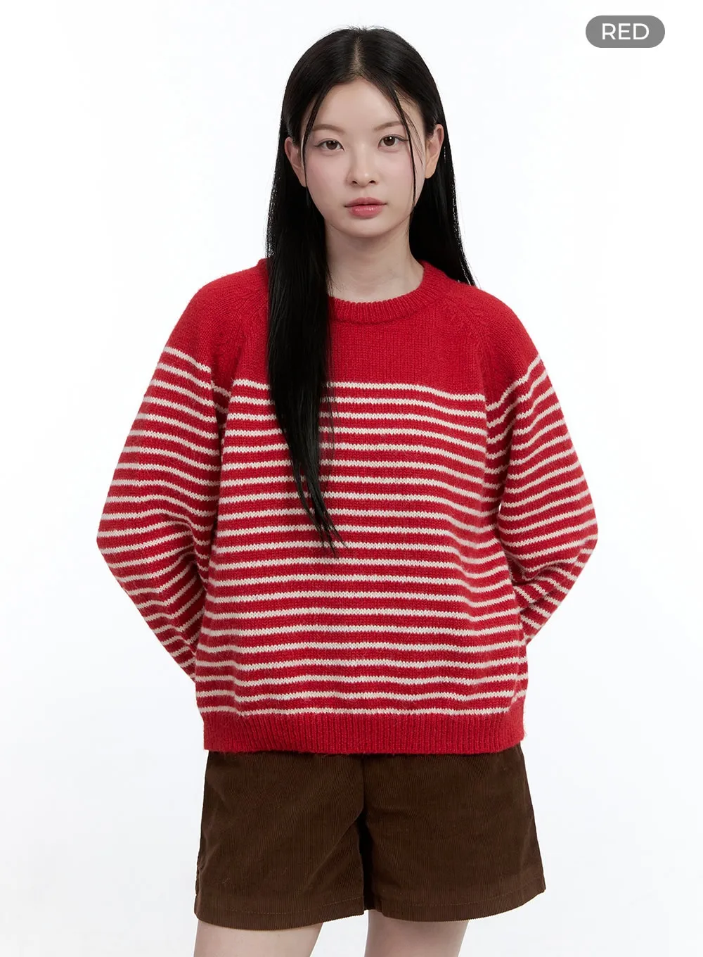 Cozy Stripe Knit Pullover OO429