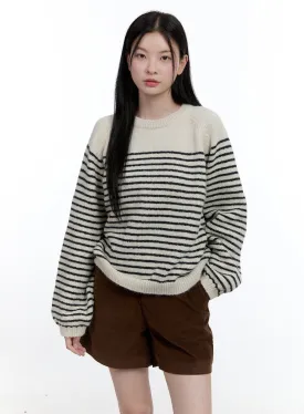 Cozy Stripe Knit Pullover OO429