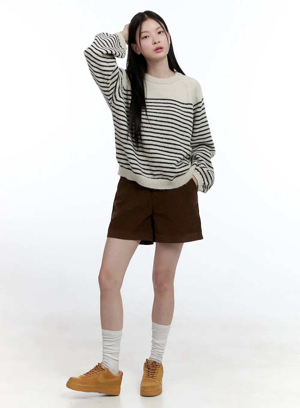 Cozy Stripe Knit Pullover OO429