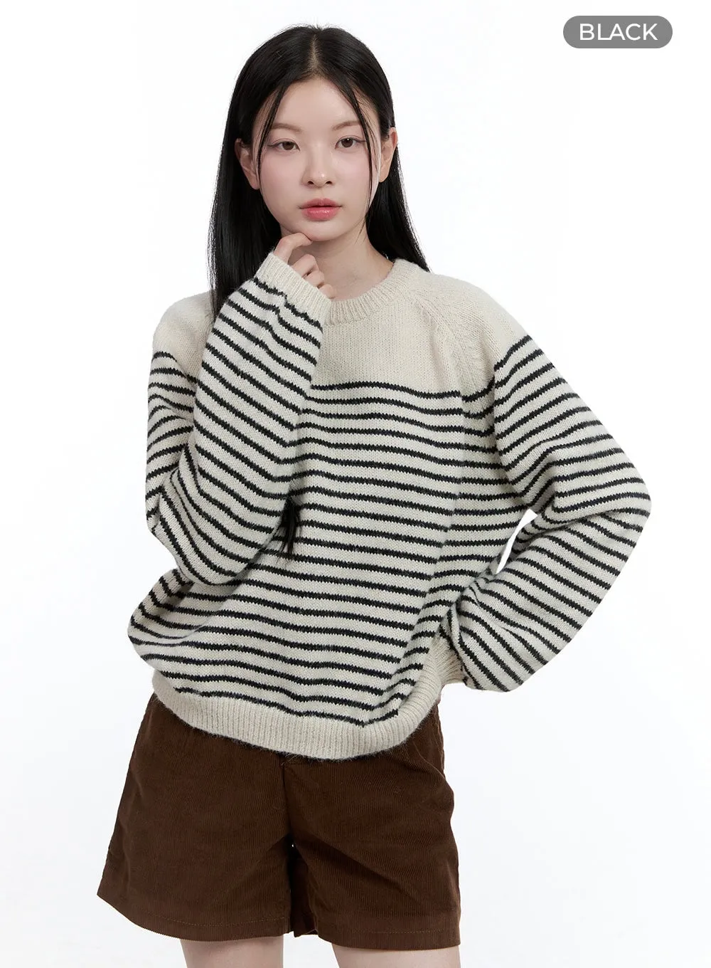 Cozy Stripe Knit Pullover OO429