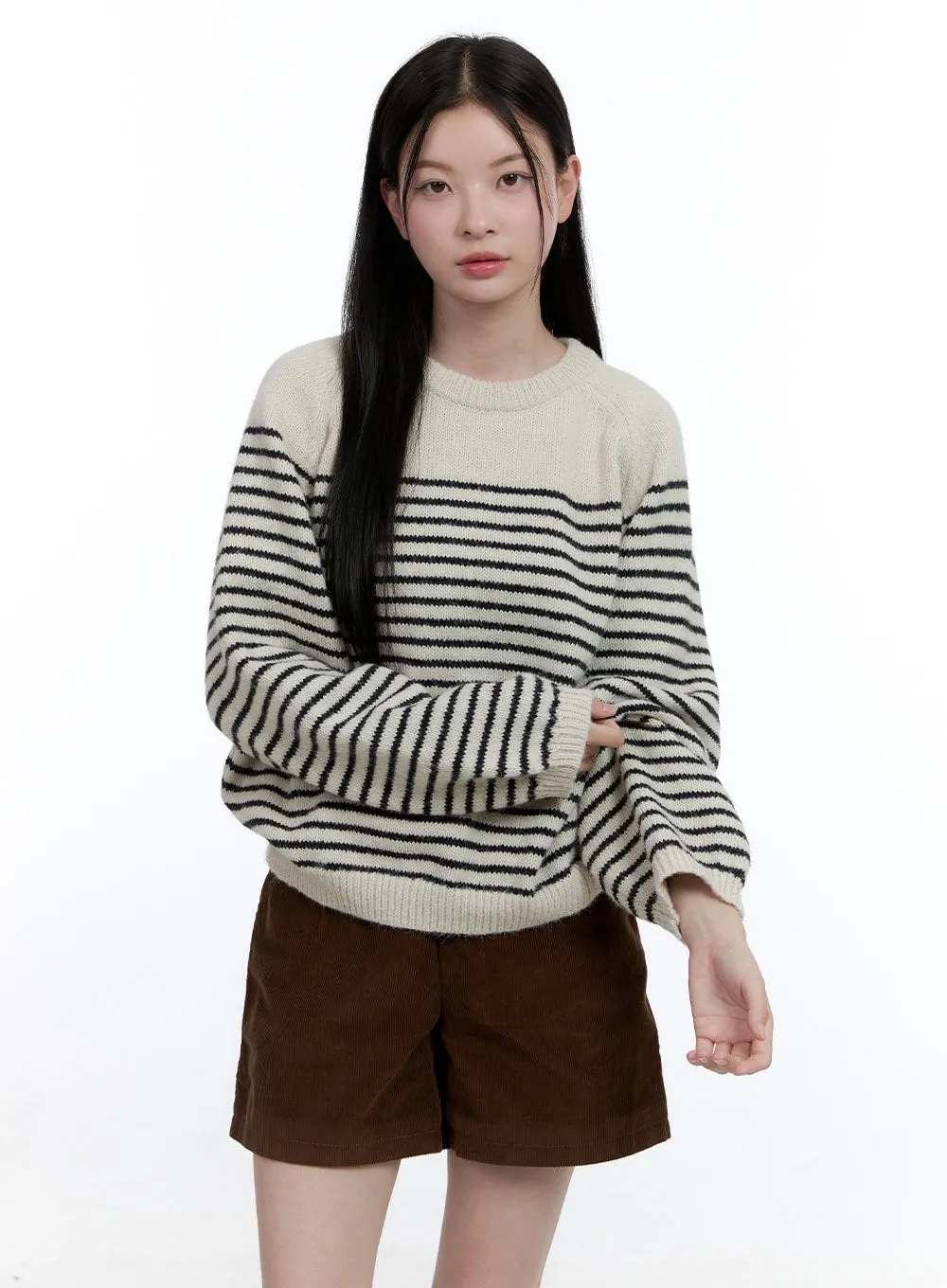 Cozy Stripe Knit Pullover OO429