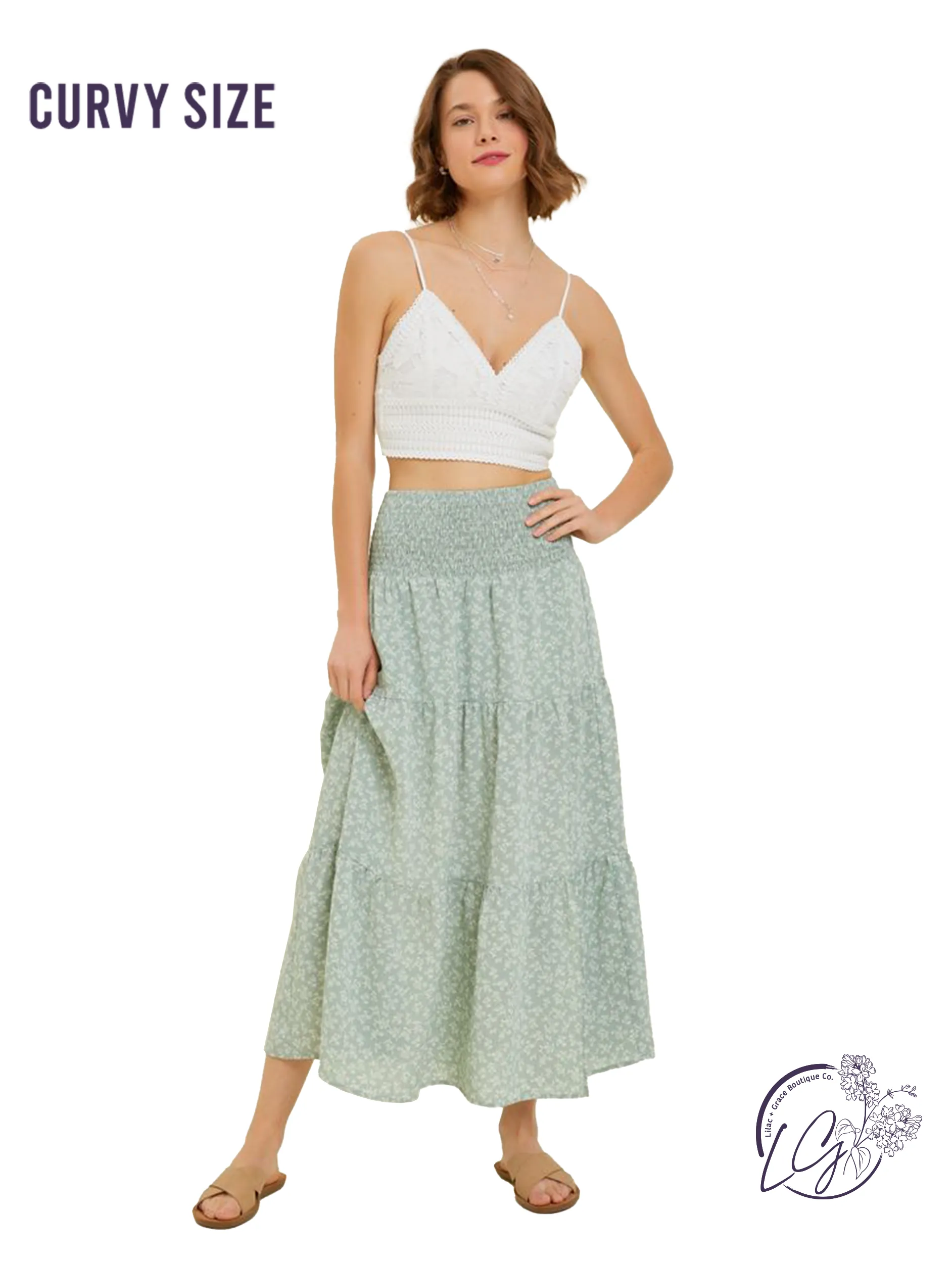 Curvy Delightful Floral Midi Skirt