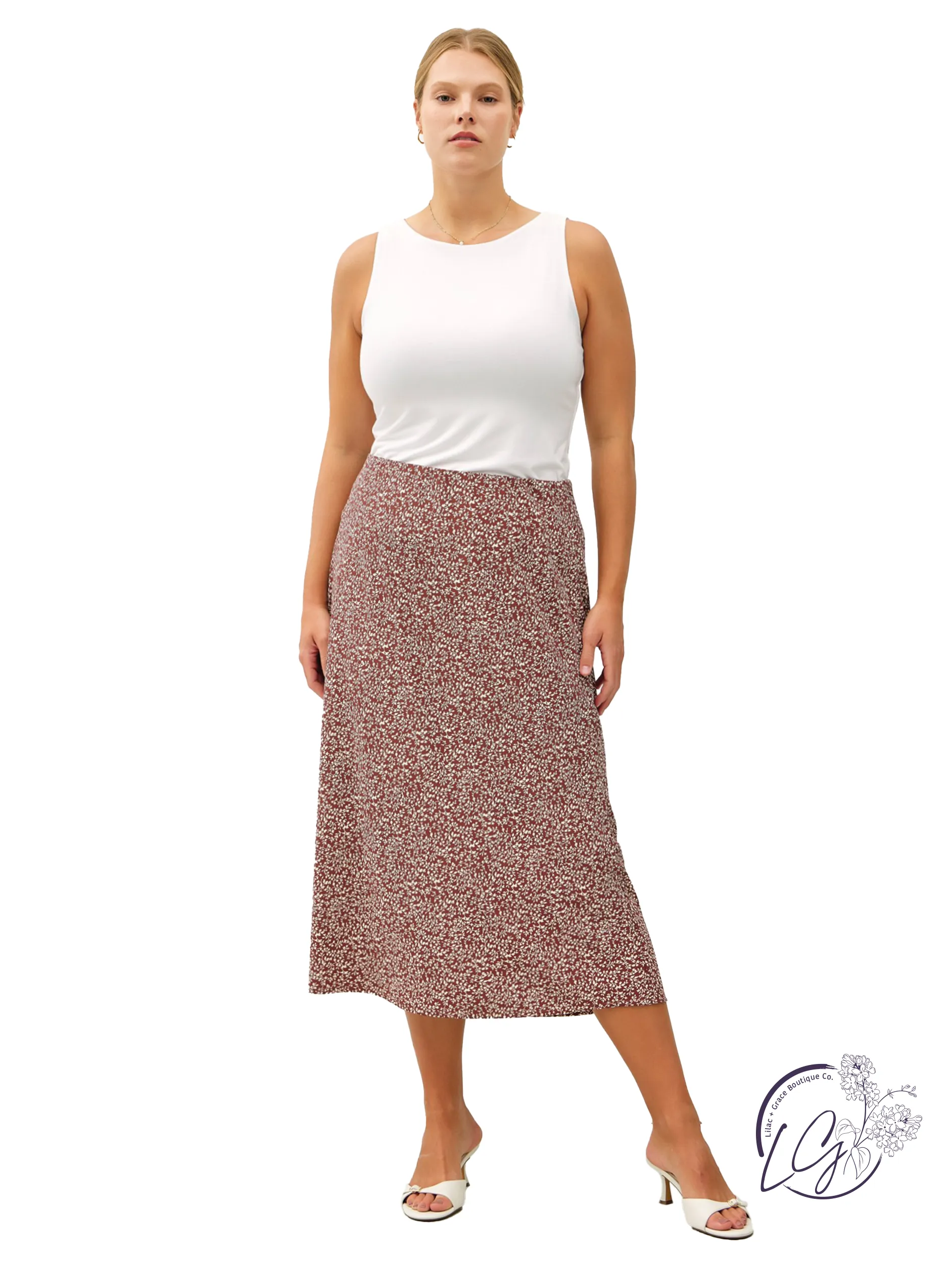 Curvy Efflorescing Comfort Midi Skirt