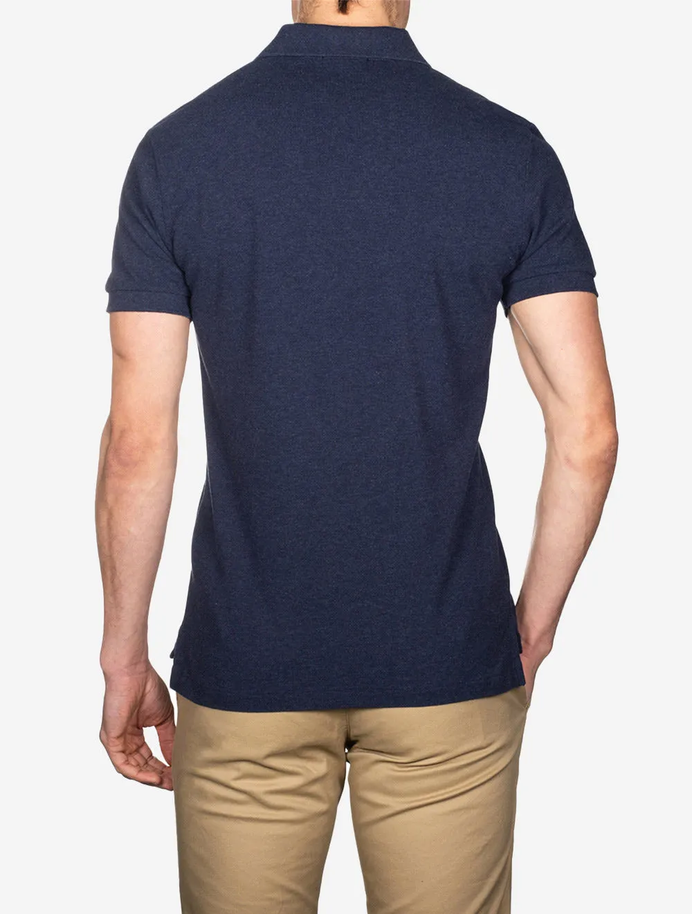 Custom Slim Fit Mesh Polo Shirt Navy