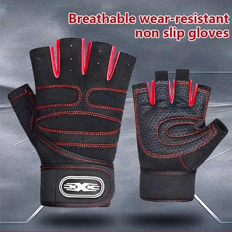 Cycling Half Finge Gloves Proessional Gym Fitness Men Gloves Breathable Anti-Slip Bike Gloves Cycling Equipment