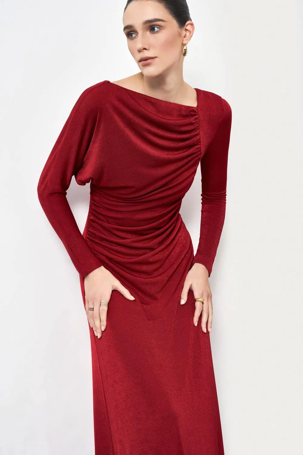 Daphne A-line Gathered Spandex Floor Length Dress