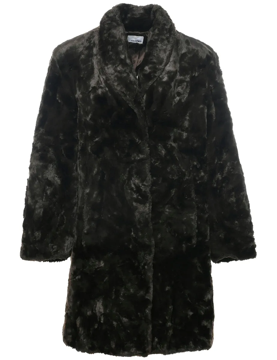 Dark Brown Faux Fur Coat - XL