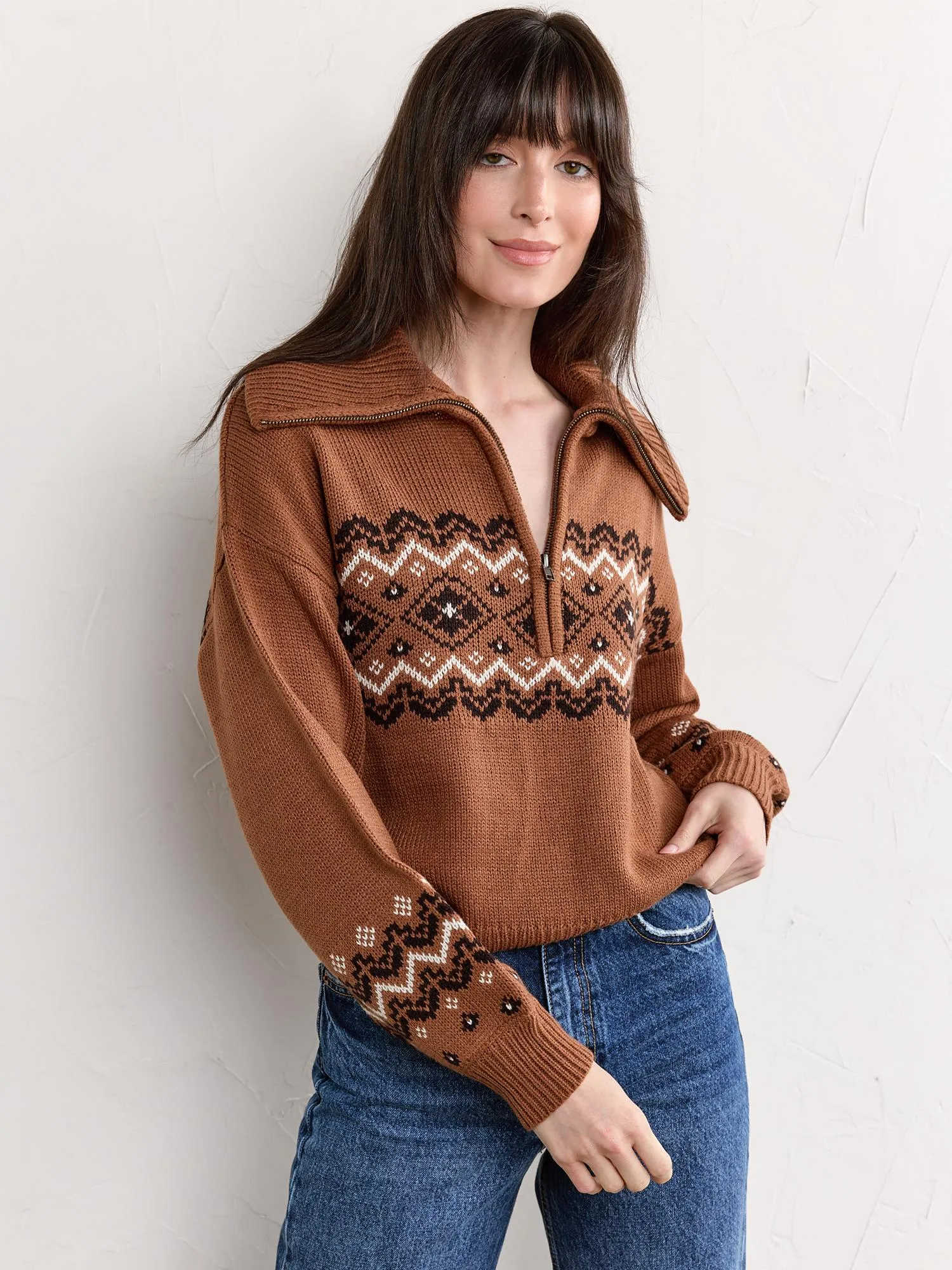 Edgemine Half-Zip Fair Isle Pullover - Brands We Love