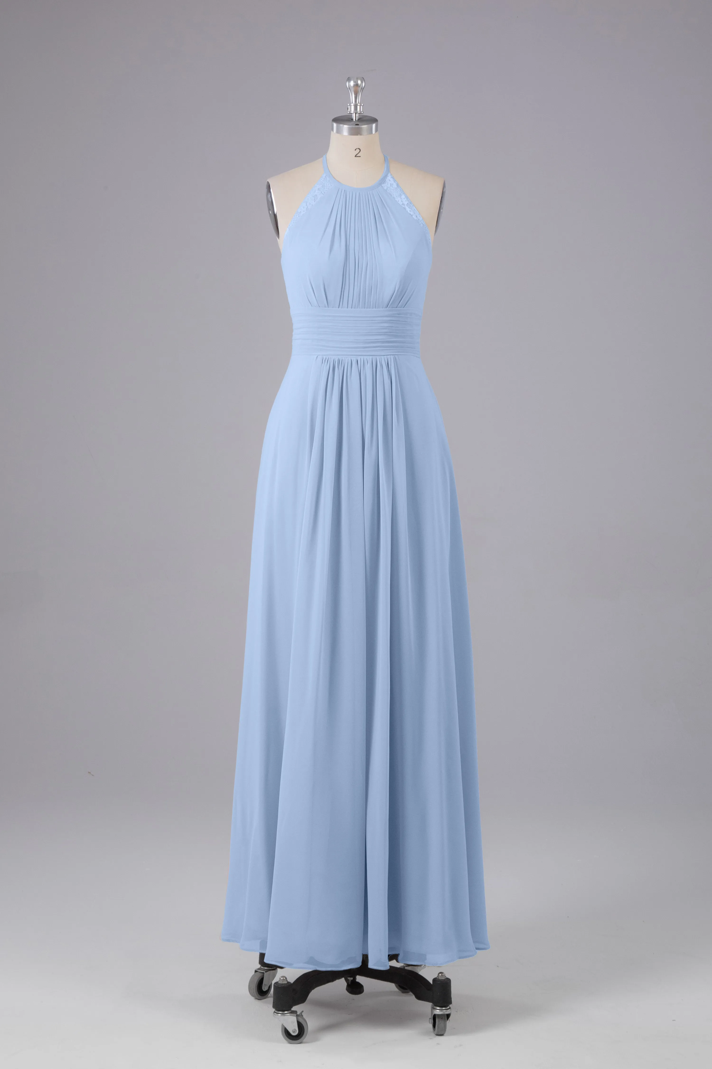 Elegant Chiffon Halter Floor Length Bridesmaid Dresses