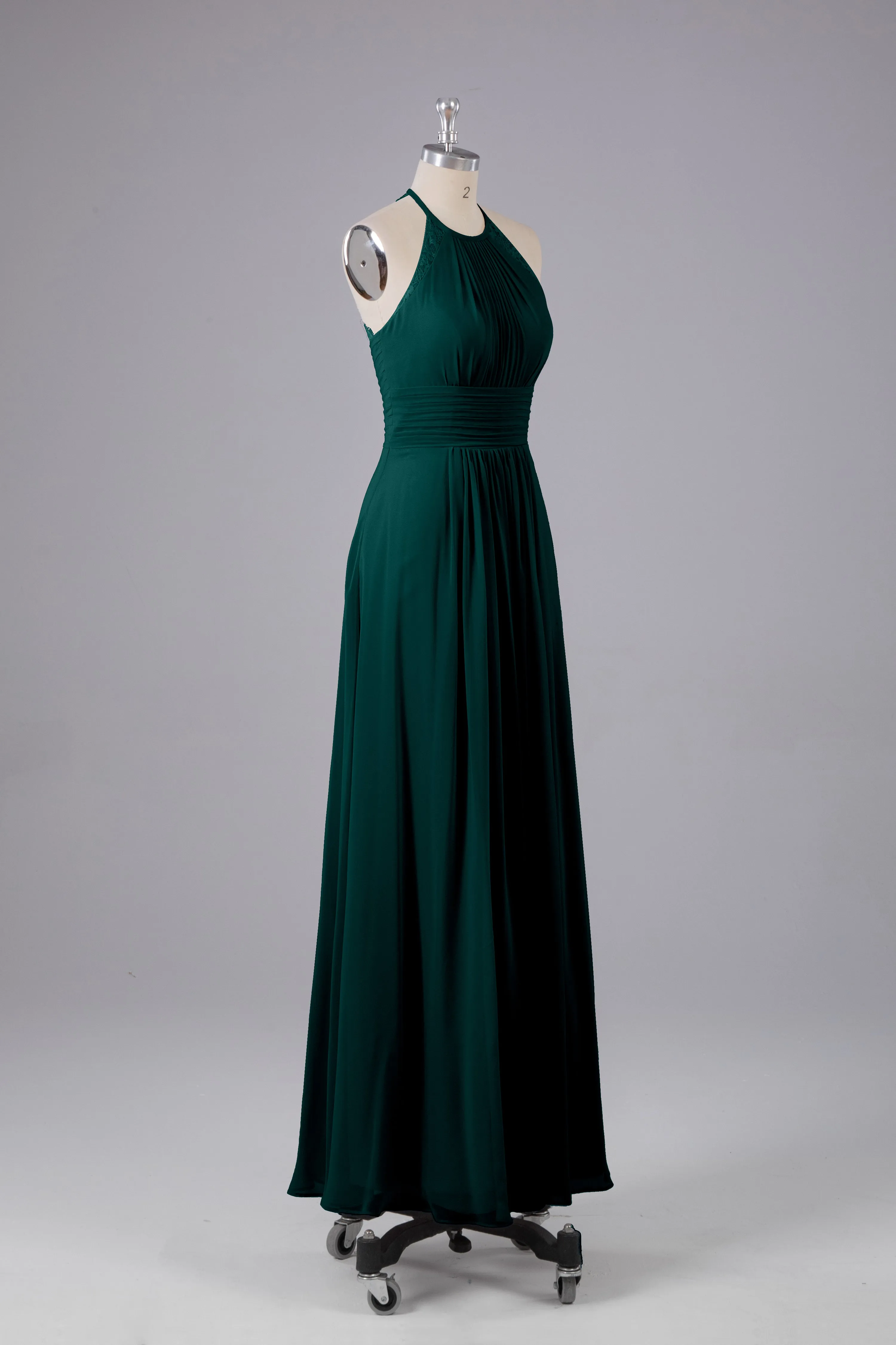 Elegant Chiffon Halter Floor Length Bridesmaid Dresses