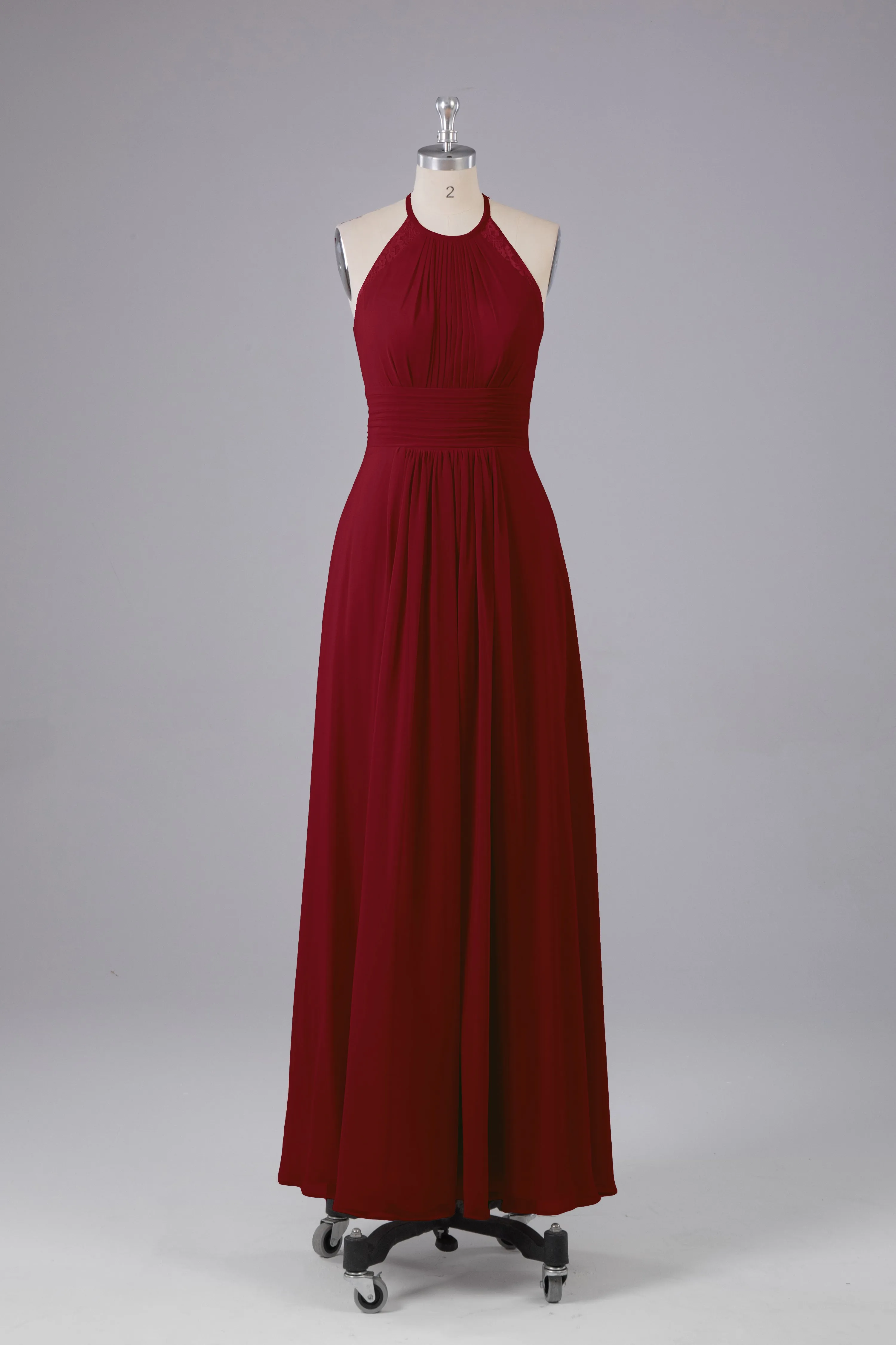 Elegant Chiffon Halter Floor Length Bridesmaid Dresses