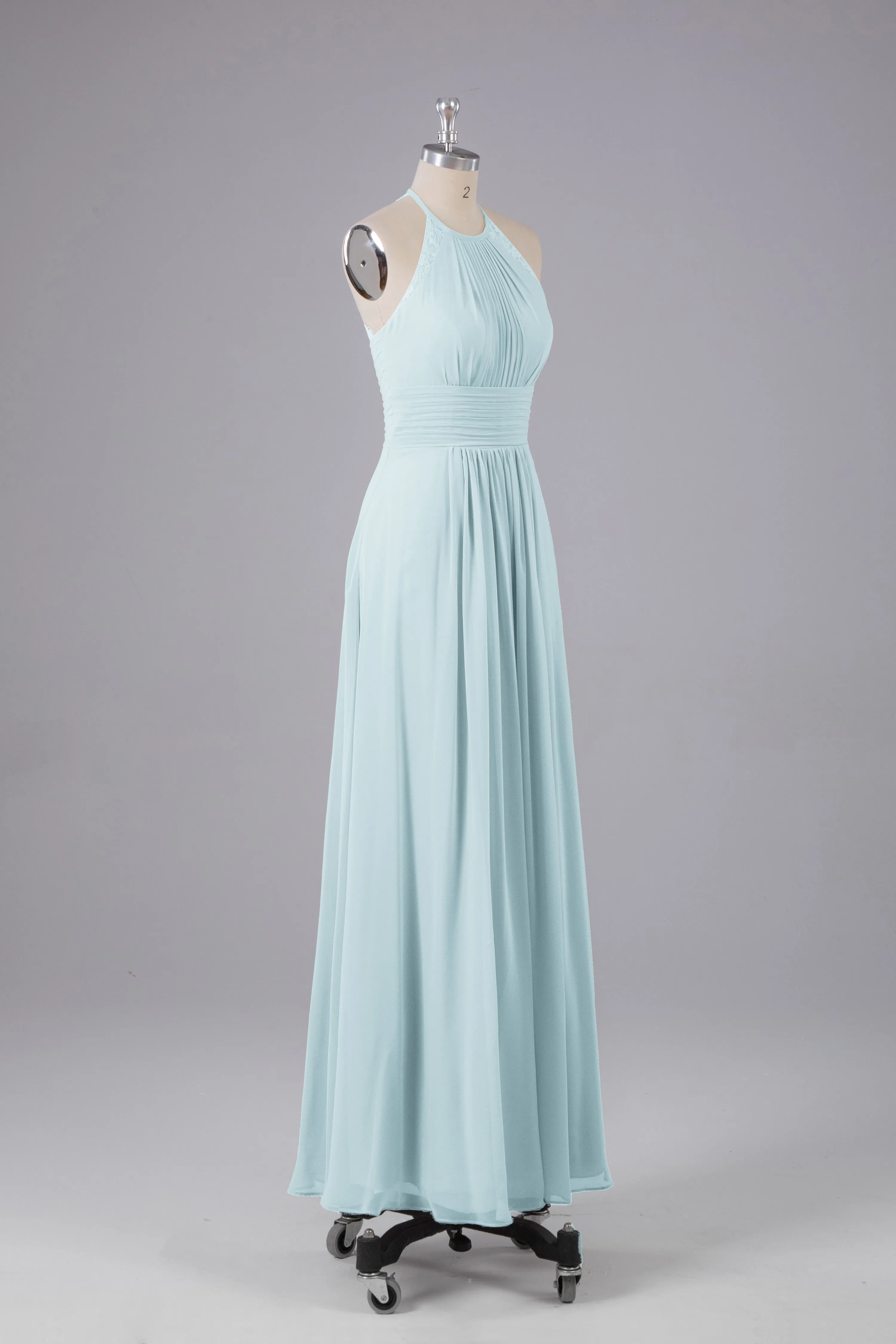 Elegant Chiffon Halter Floor Length Bridesmaid Dresses