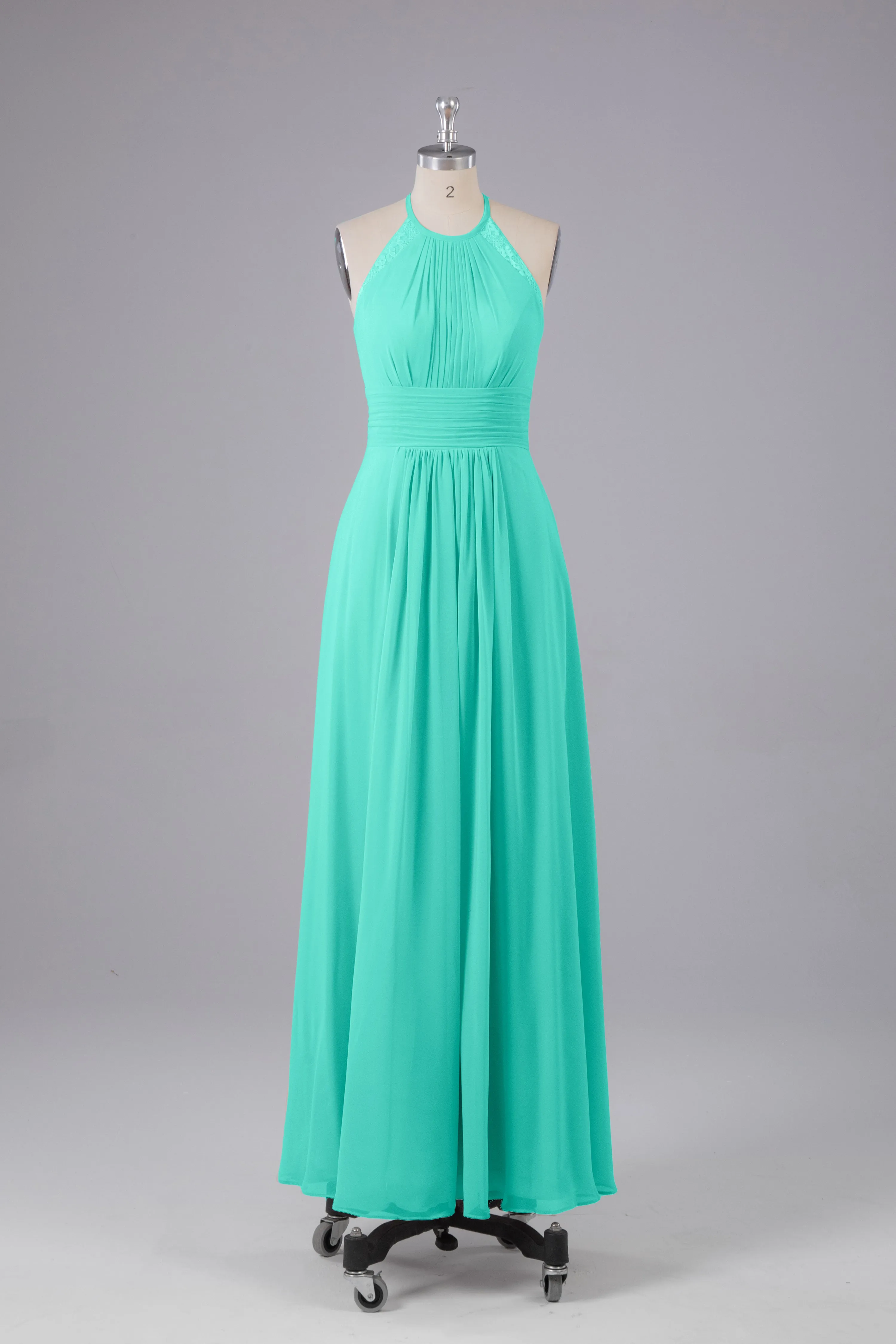 Elegant Chiffon Halter Floor Length Bridesmaid Dresses