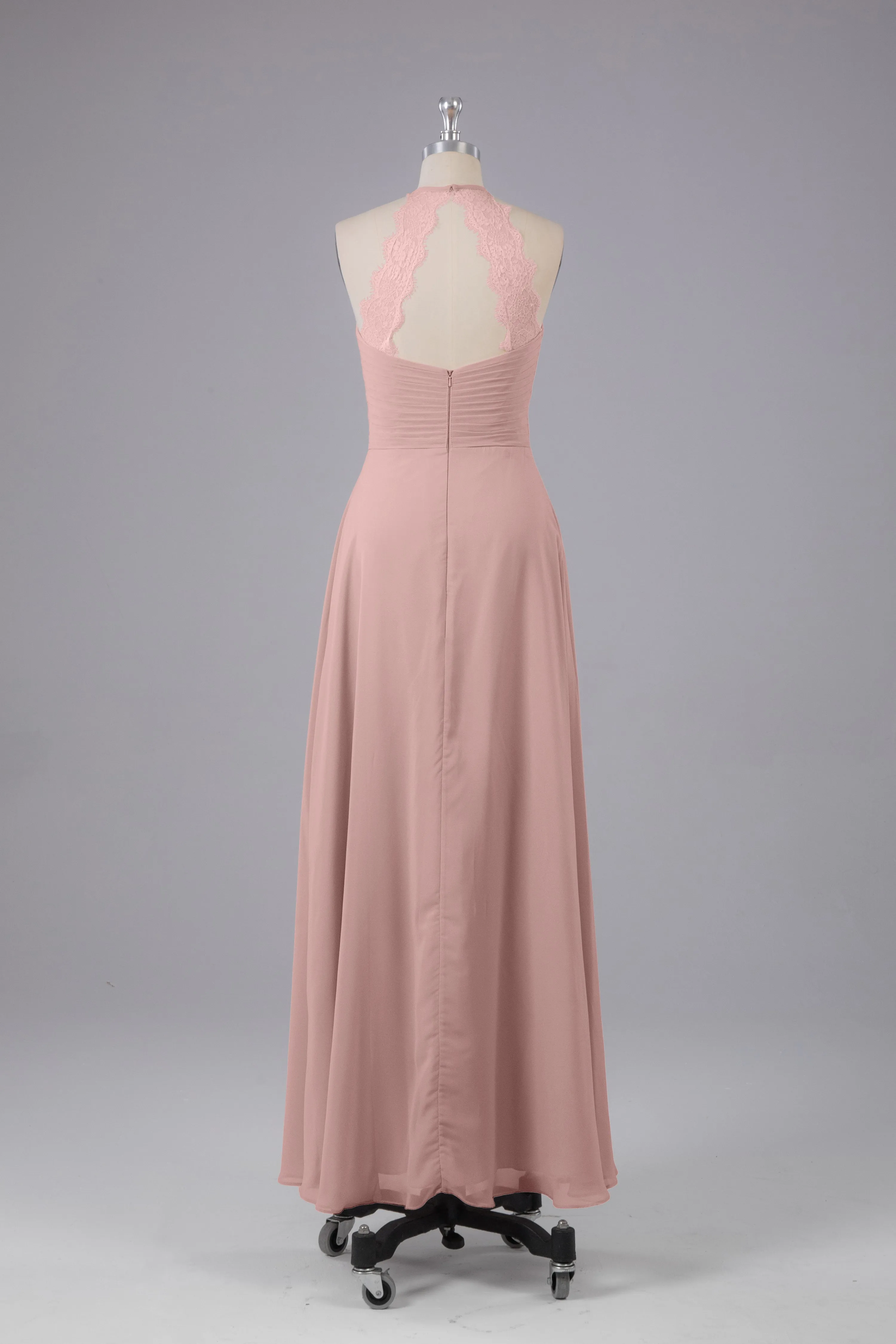 Elegant Chiffon Halter Floor Length Bridesmaid Dresses