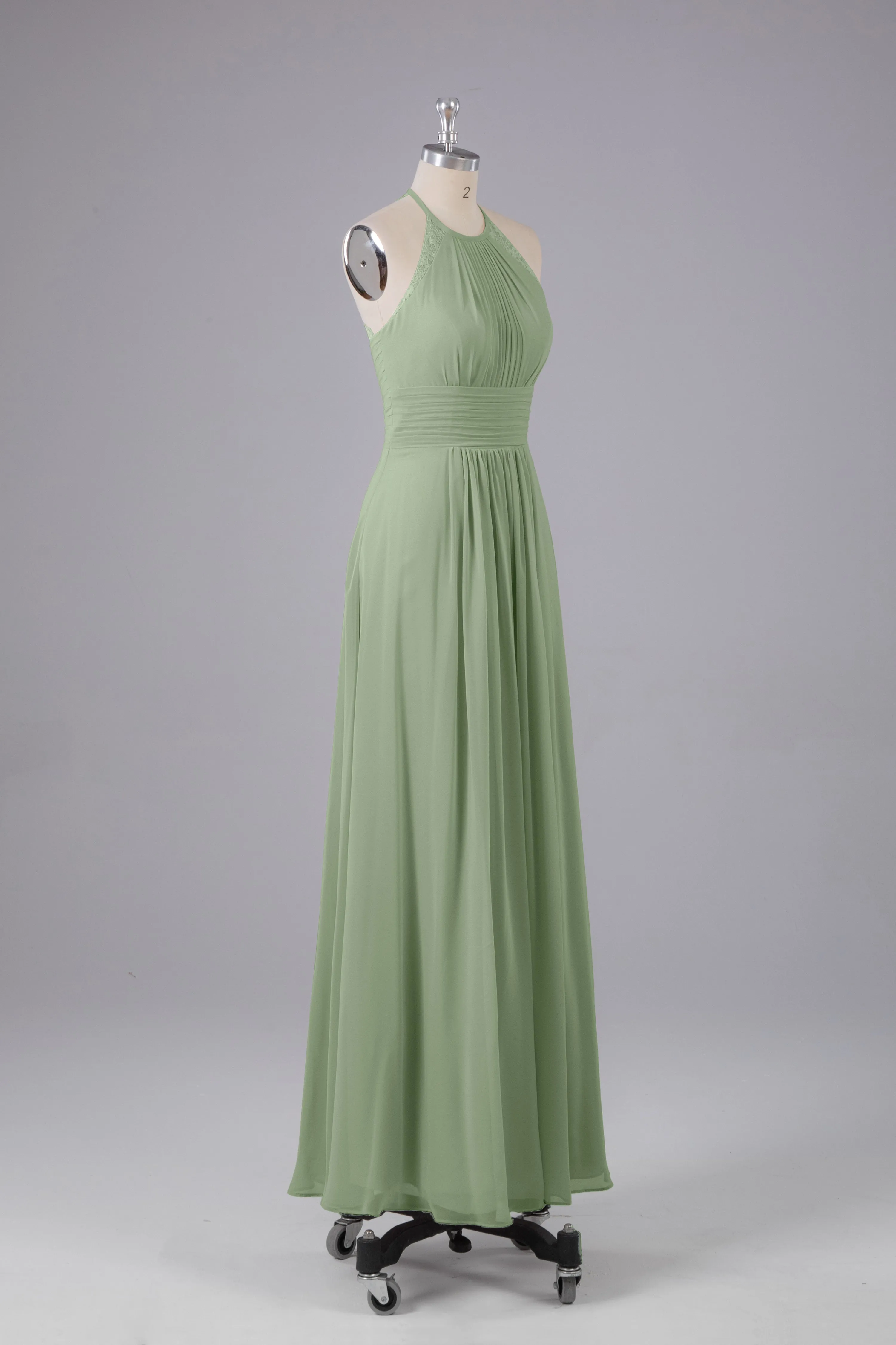 Elegant Chiffon Halter Floor Length Bridesmaid Dresses