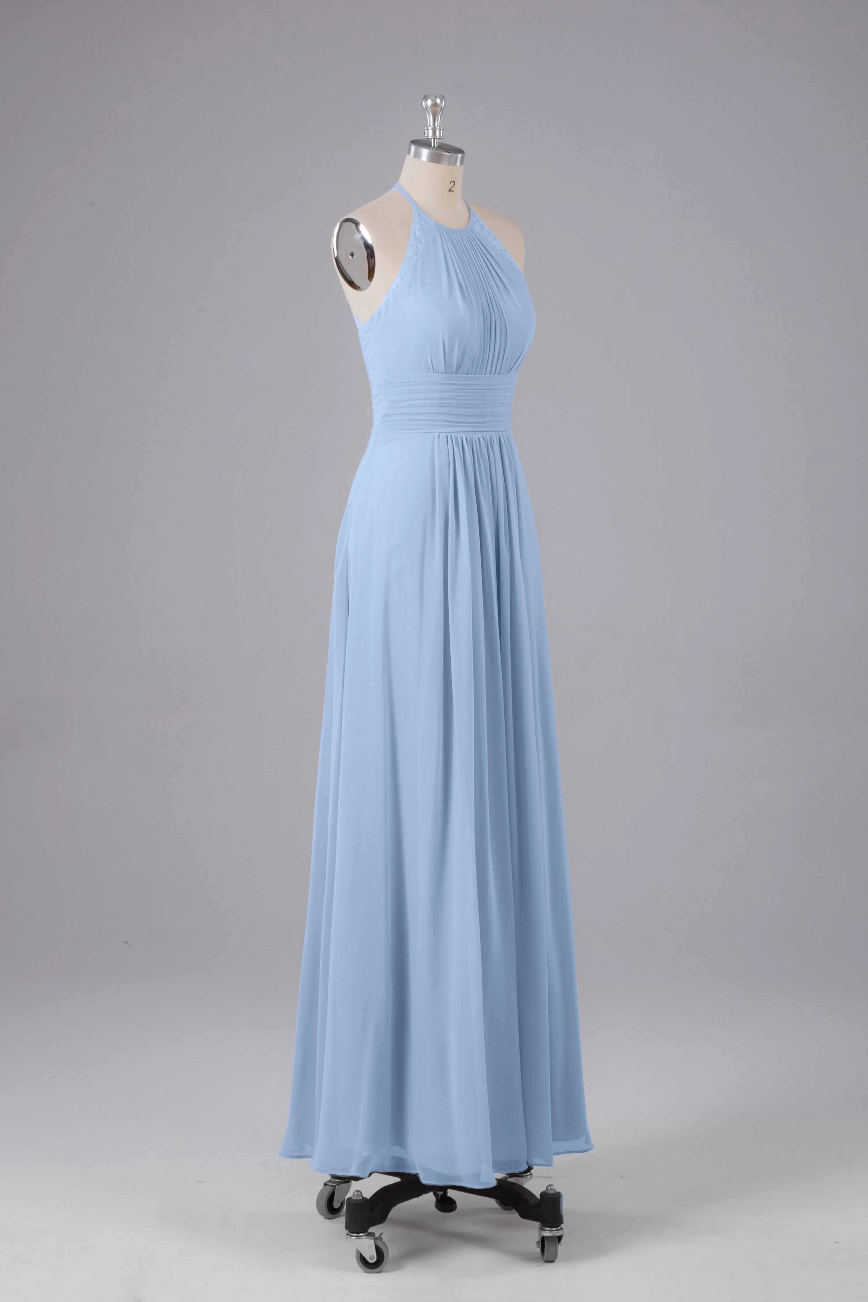 Elegant Chiffon Halter Floor Length Bridesmaid Dresses