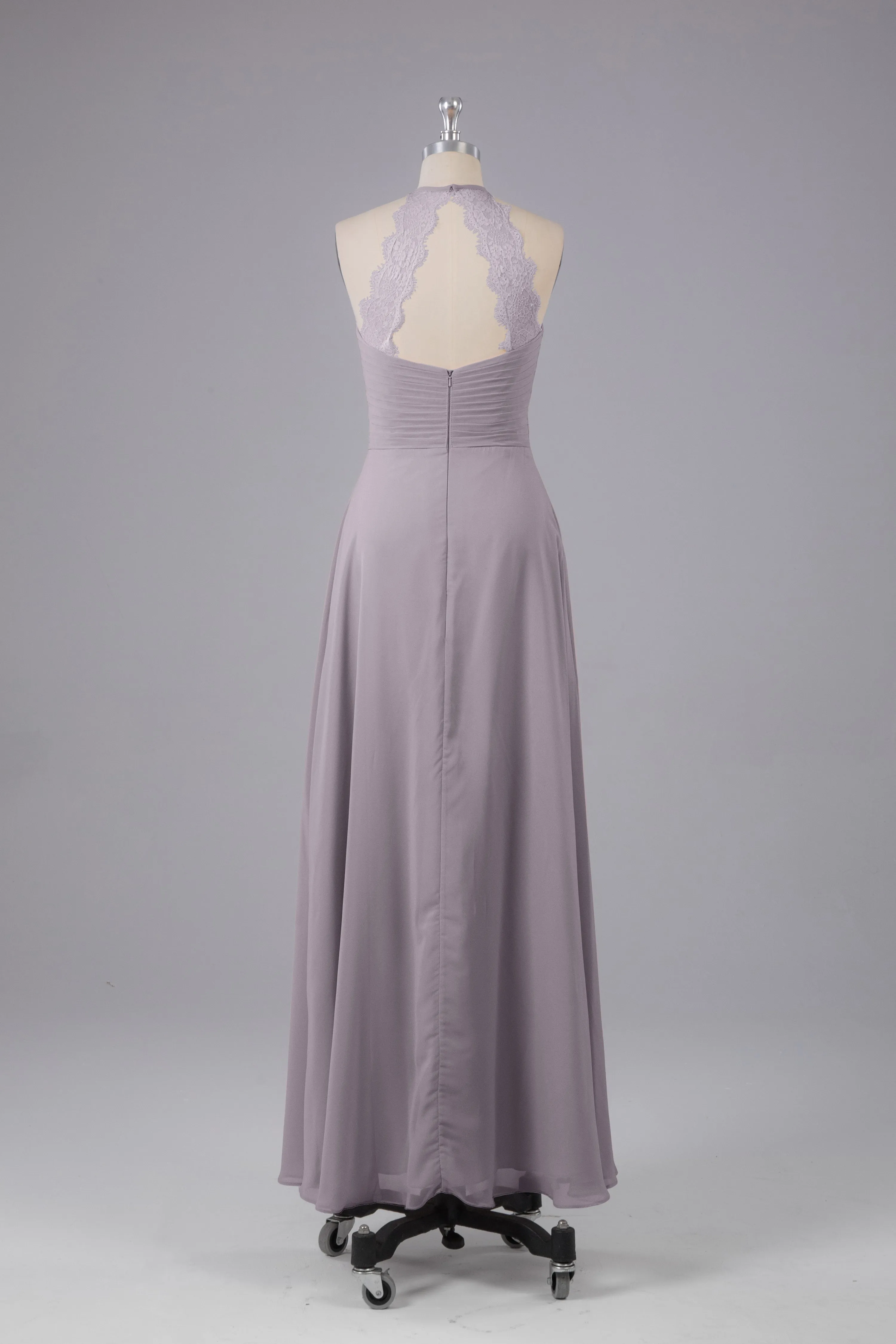 Elegant Chiffon Halter Floor Length Bridesmaid Dresses