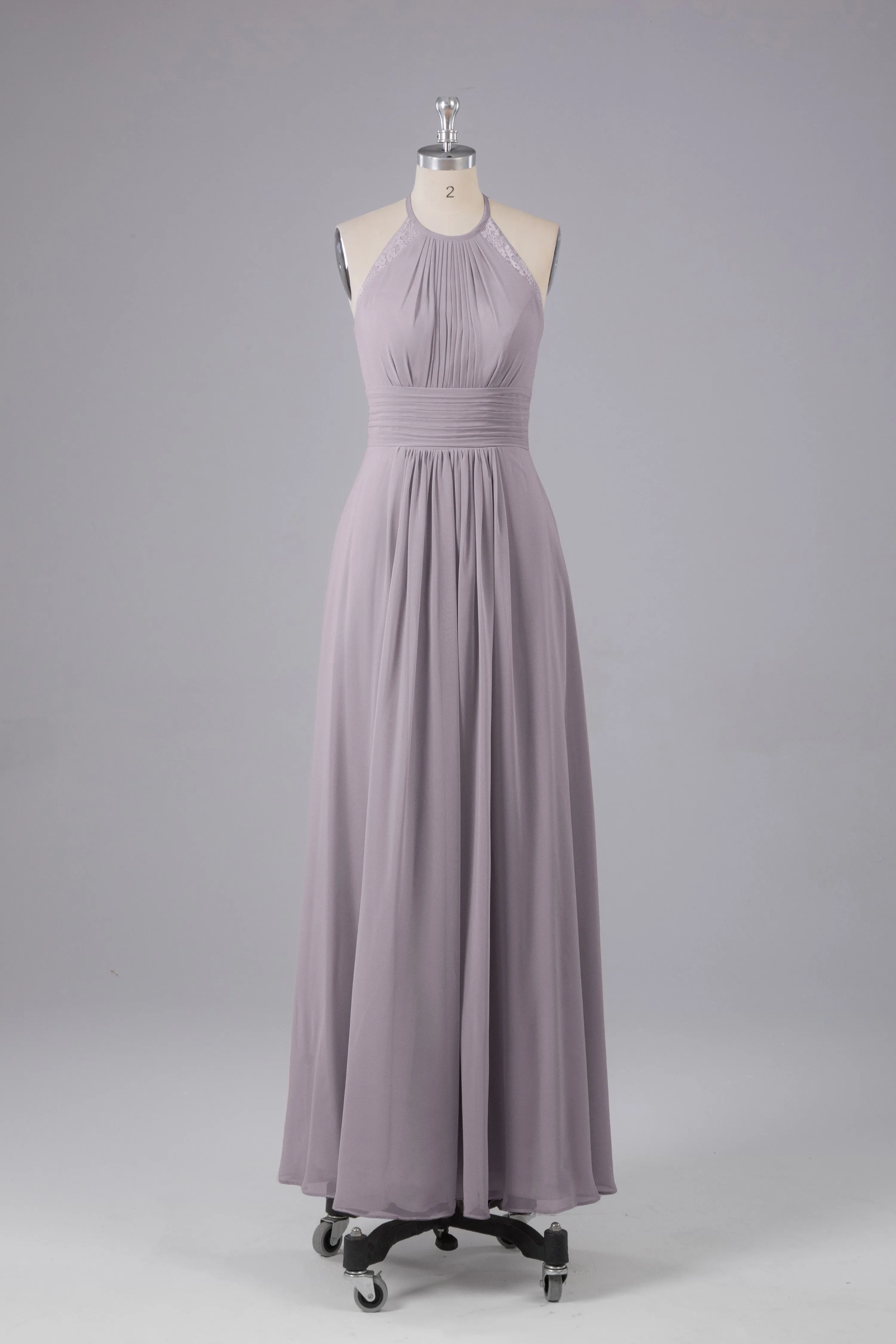 Elegant Chiffon Halter Floor Length Bridesmaid Dresses