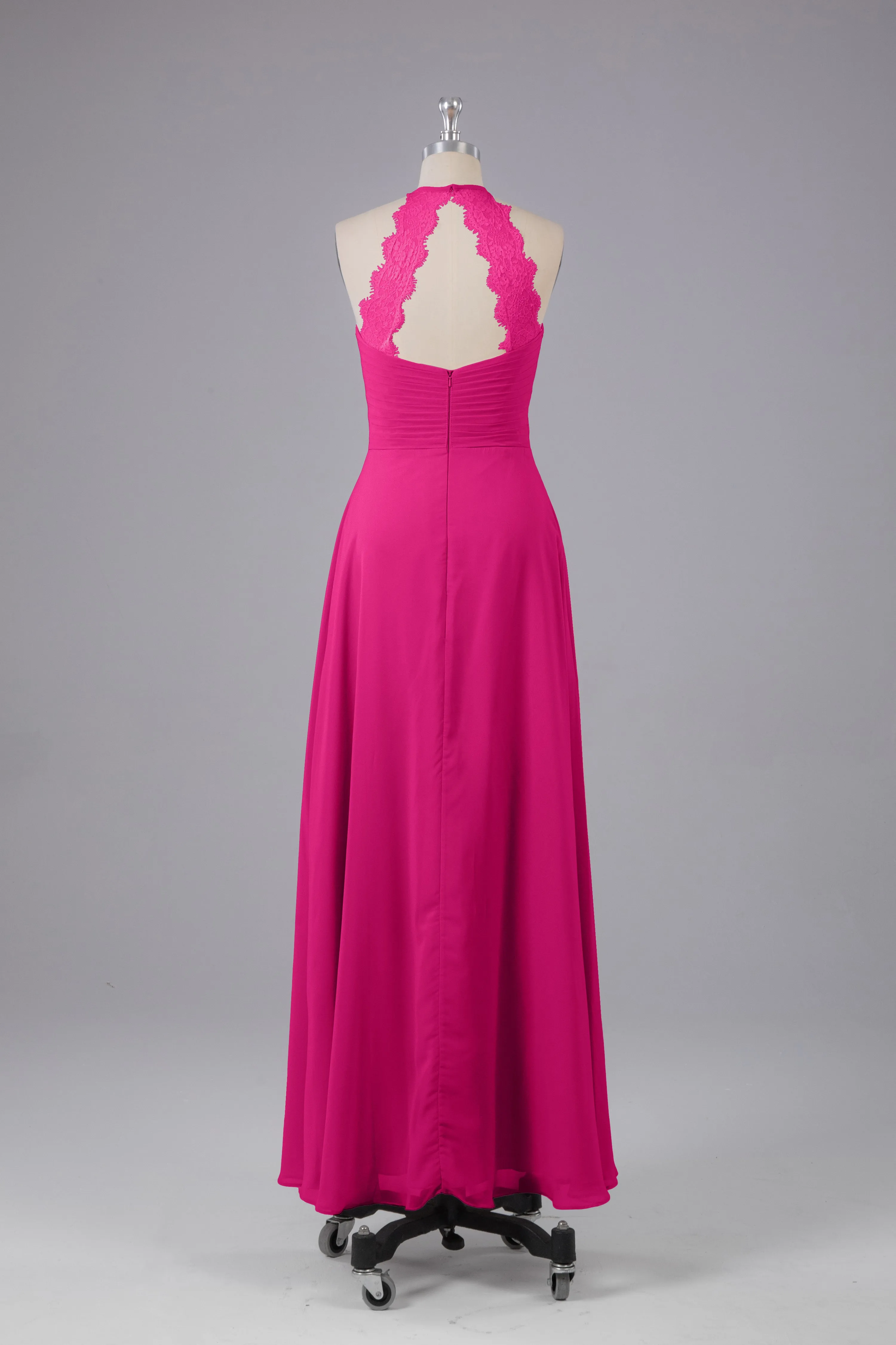 Elegant Chiffon Halter Floor Length Bridesmaid Dresses