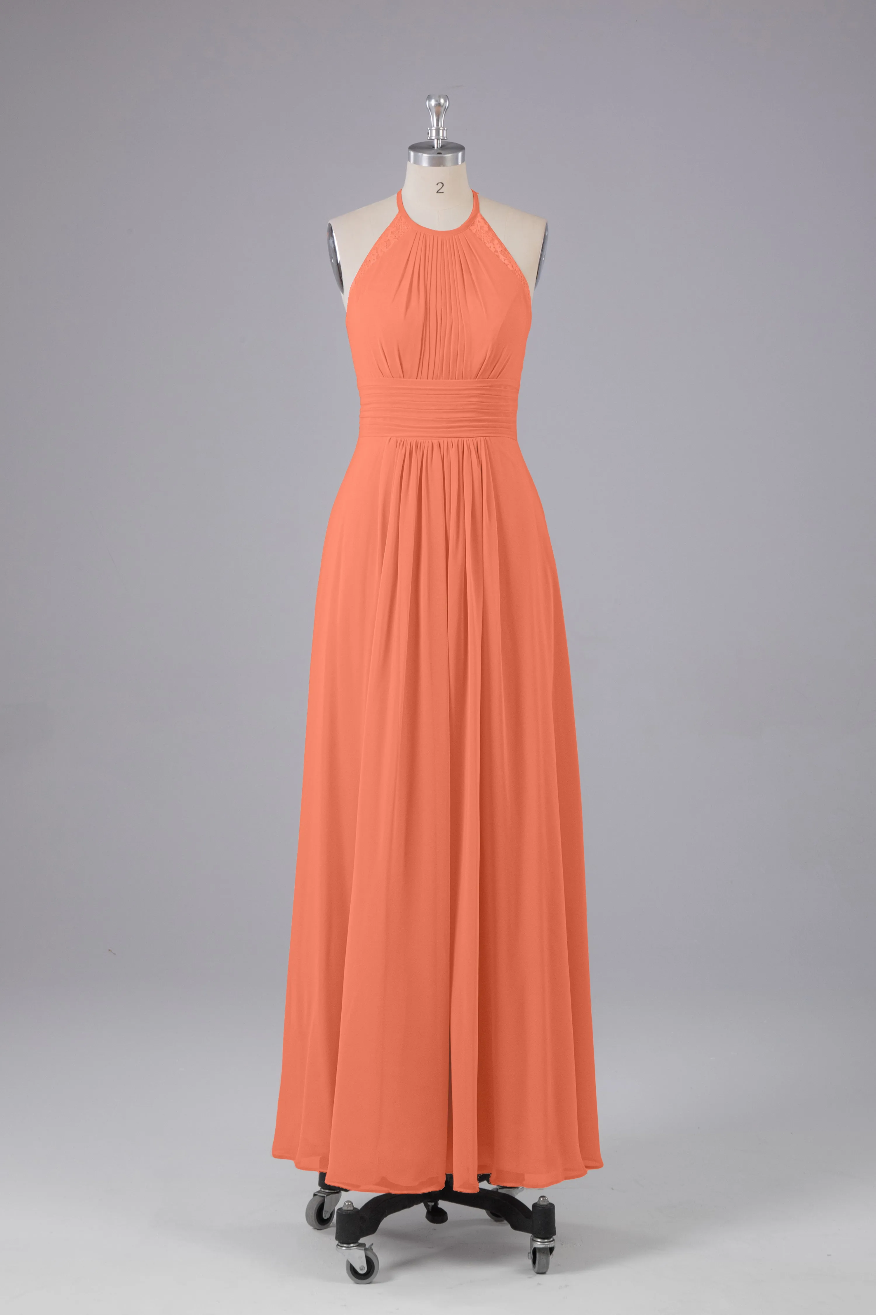 Elegant Chiffon Halter Floor Length Bridesmaid Dresses