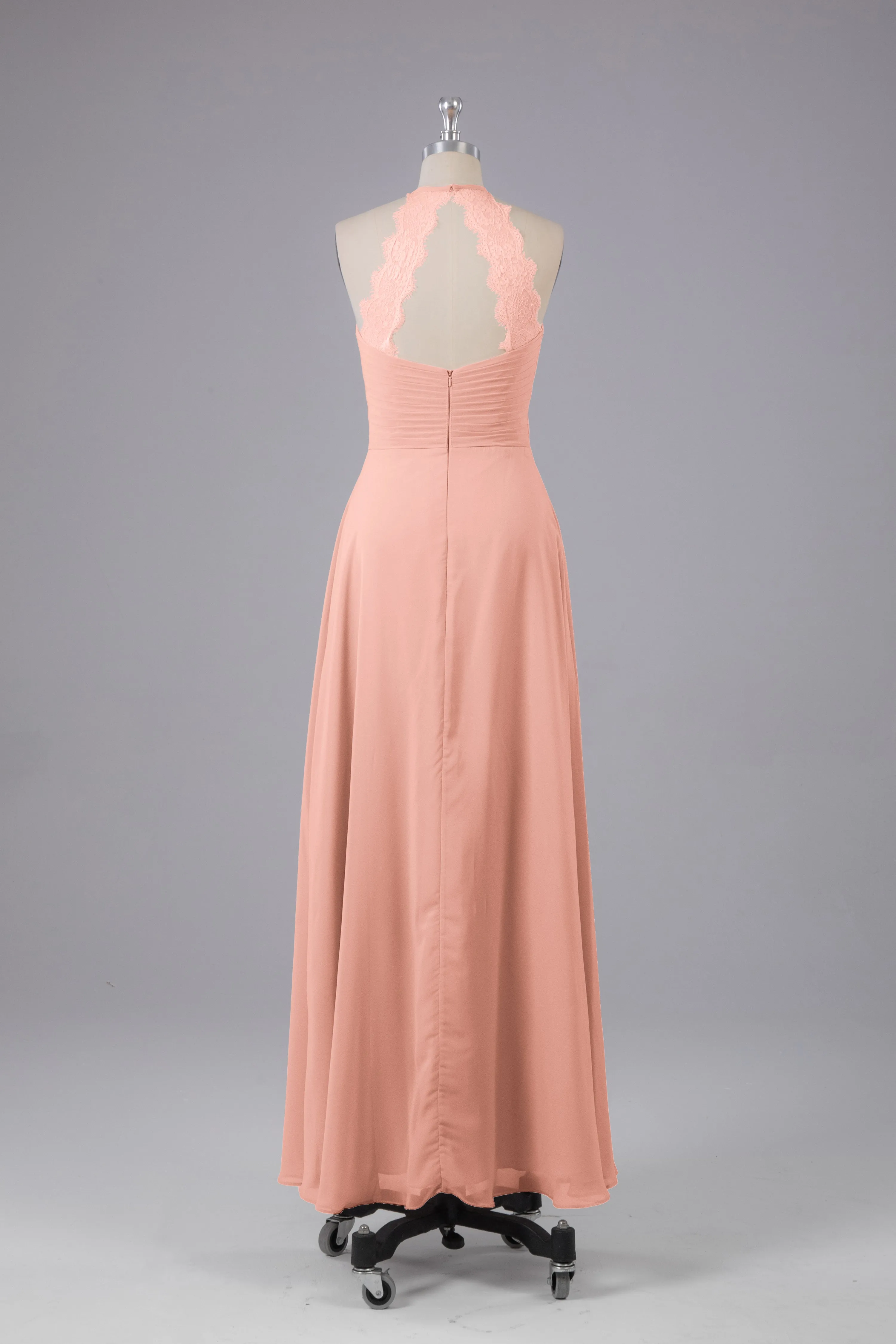 Elegant Chiffon Halter Floor Length Bridesmaid Dresses