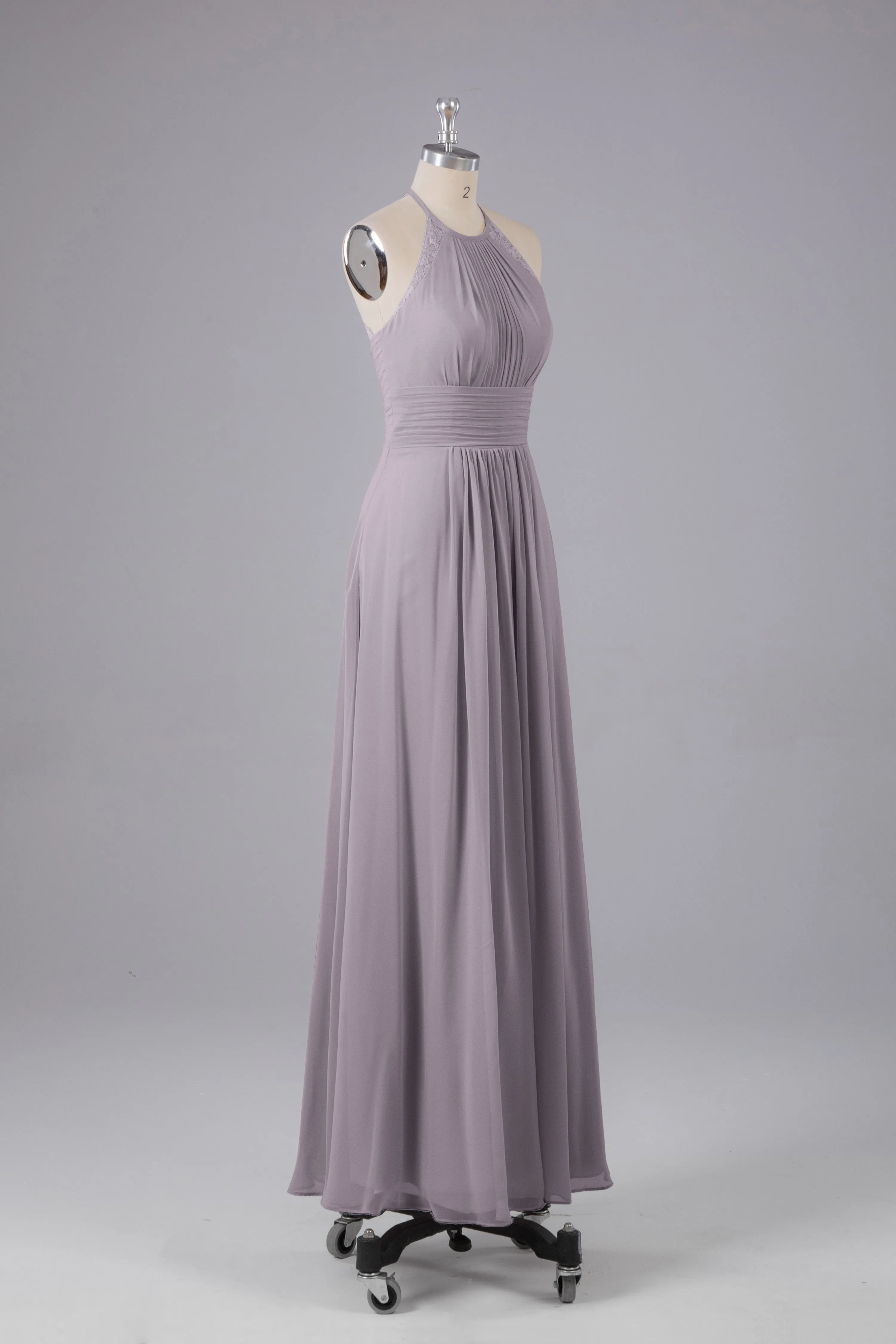 Elegant Chiffon Halter Floor Length Bridesmaid Dresses