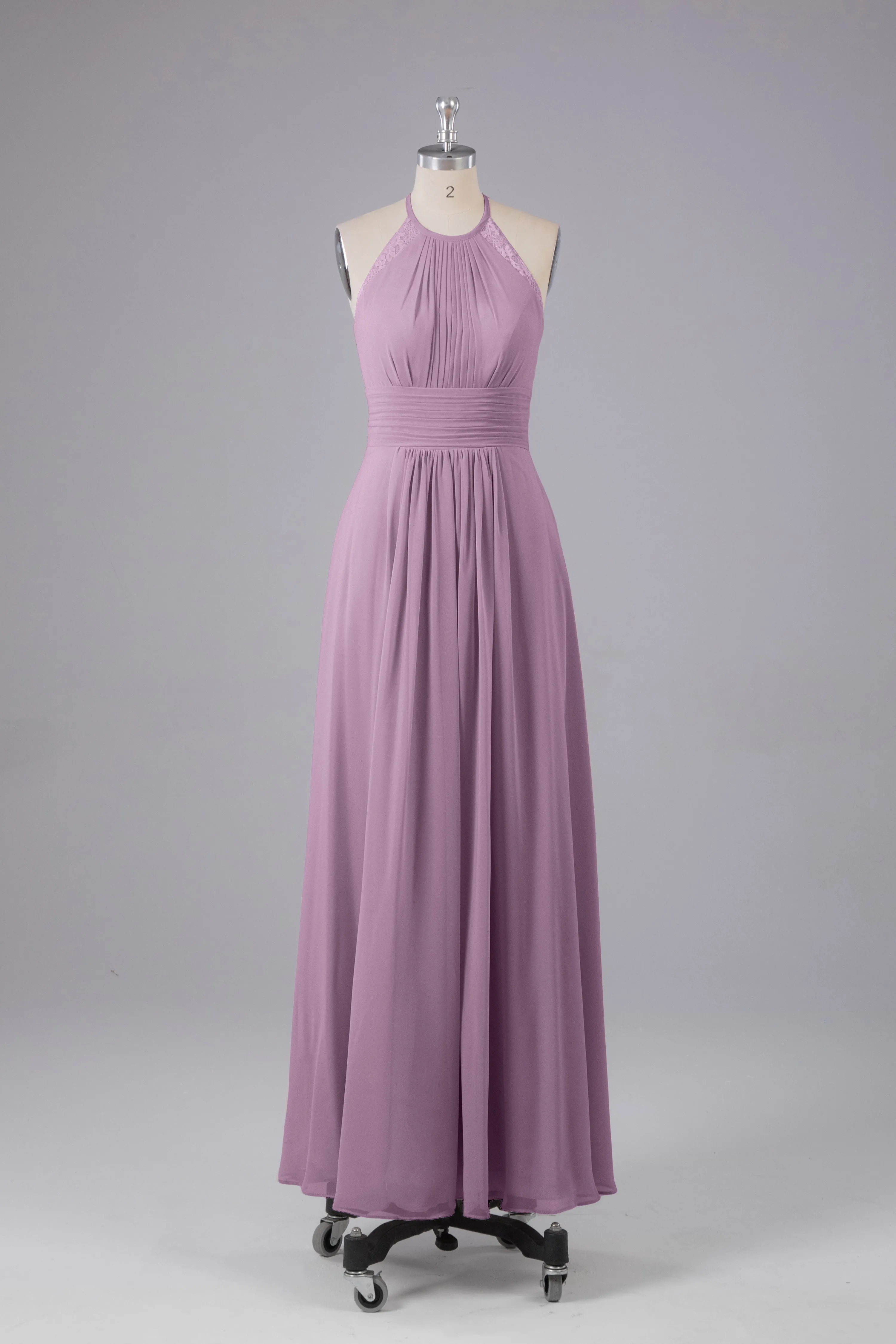 Elegant Chiffon Halter Floor Length Bridesmaid Dresses